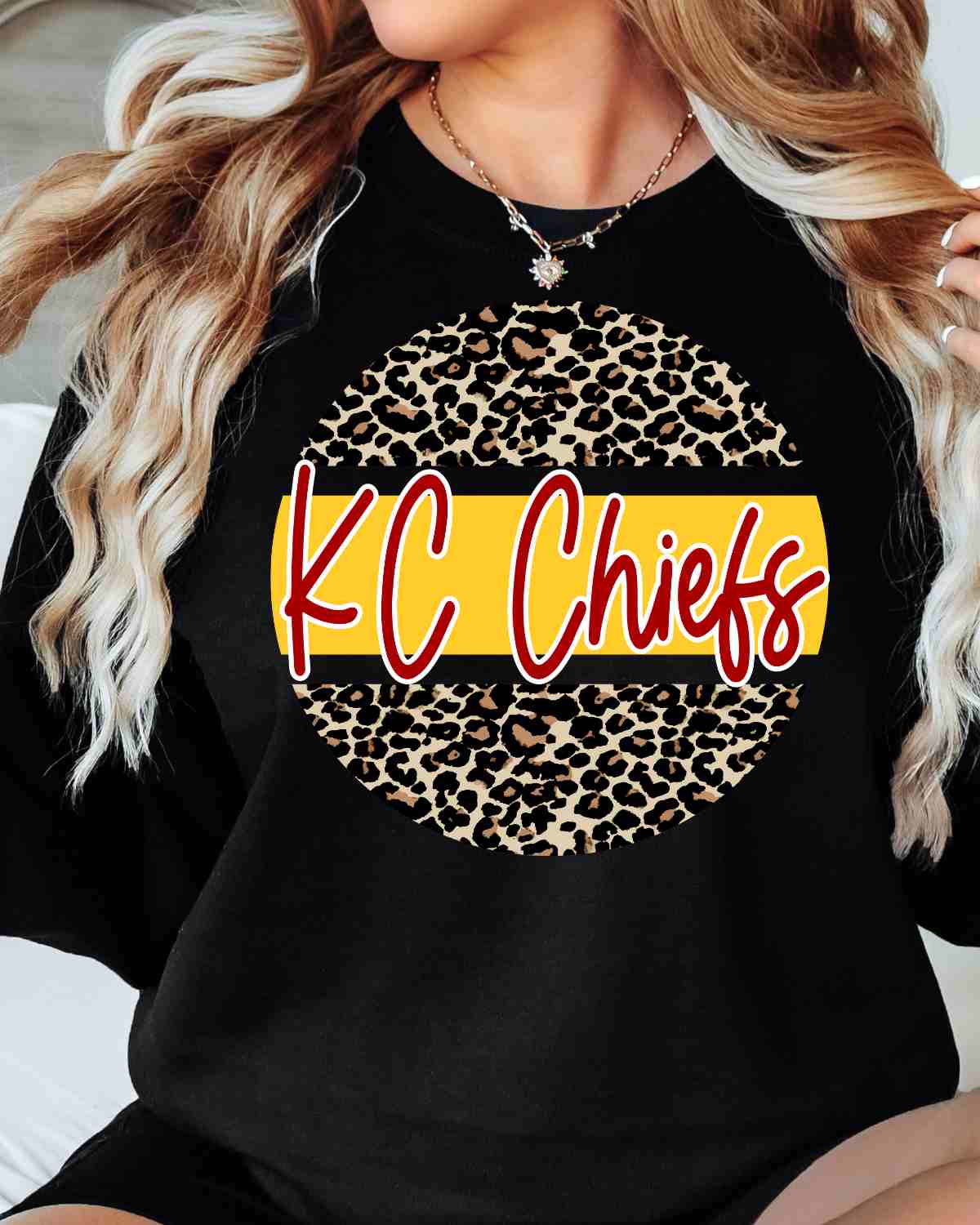 KC Chiefs Leopard Grunge Circle DTF Transfer