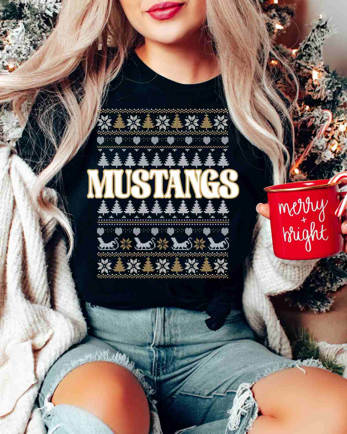 Mustangs Christmas Sweater DTF Transfer