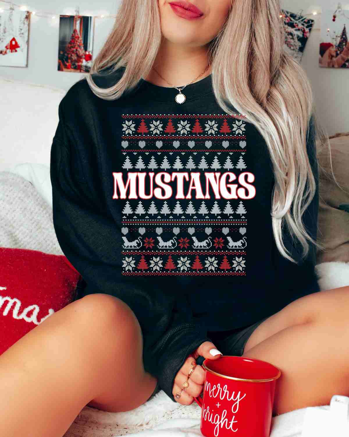Mustangs Christmas Sweater DTF Transfer