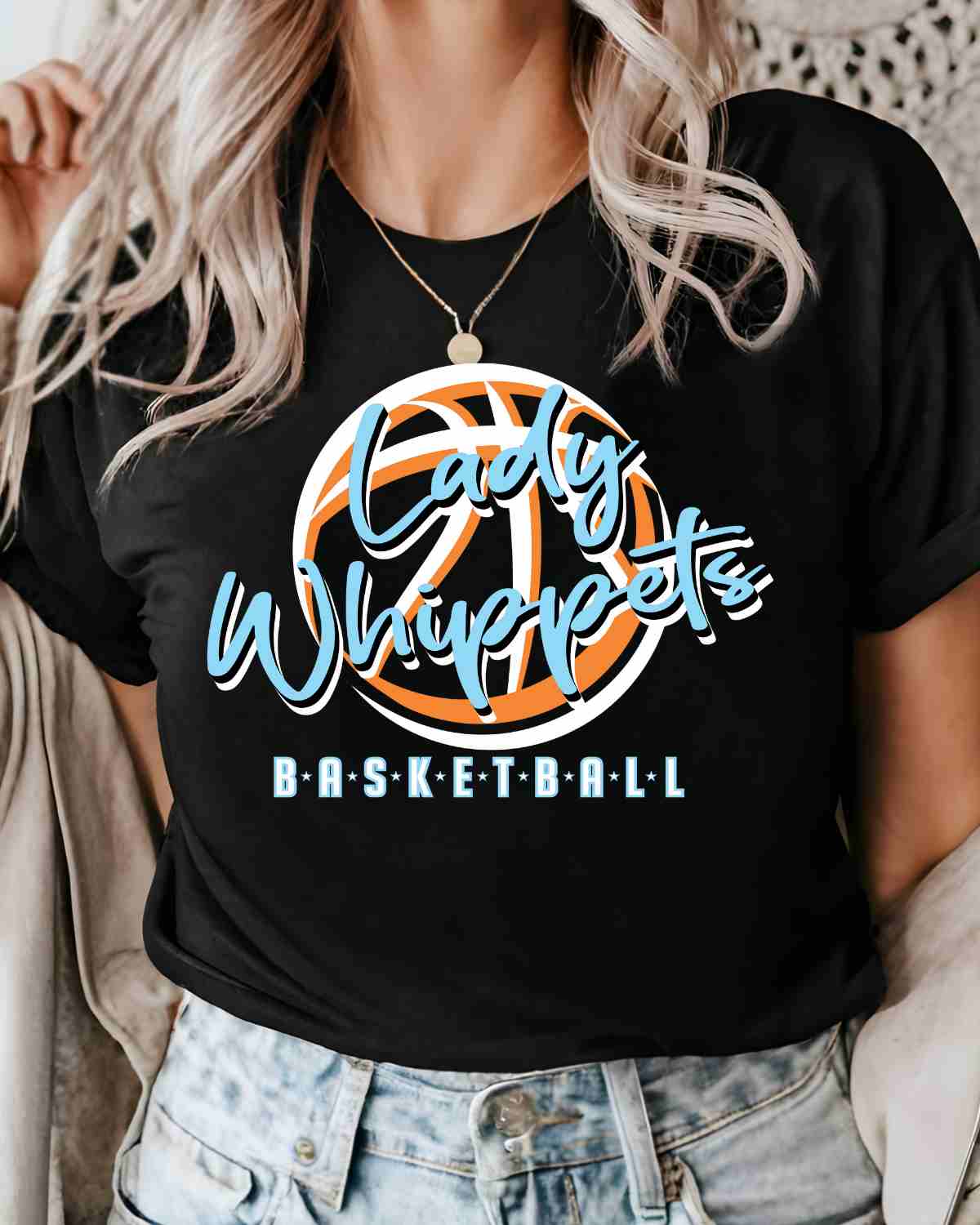 Lady Whippets Basketball Outline DTF Transfer