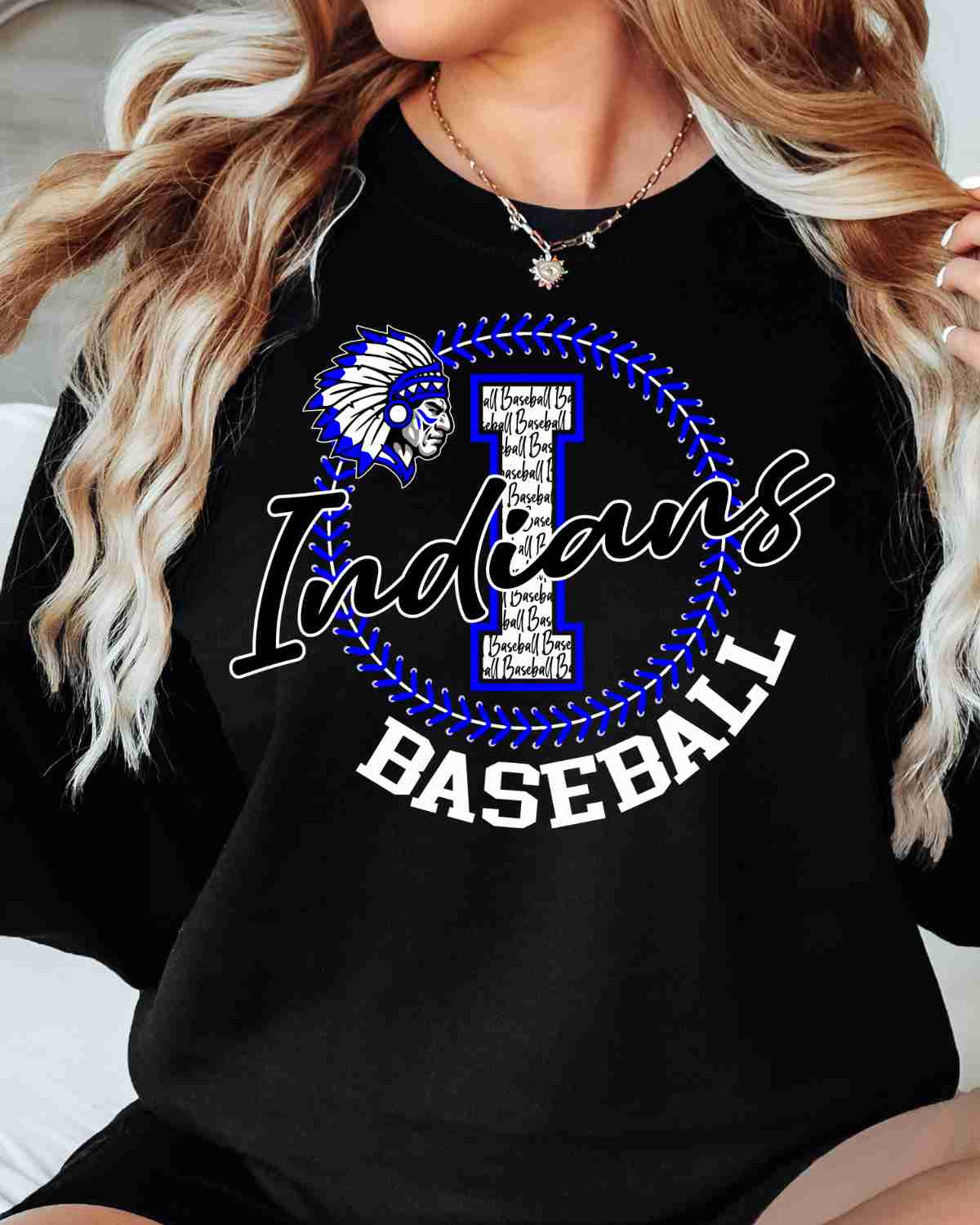 Indians Baseball Lace Circle DTF Transfer