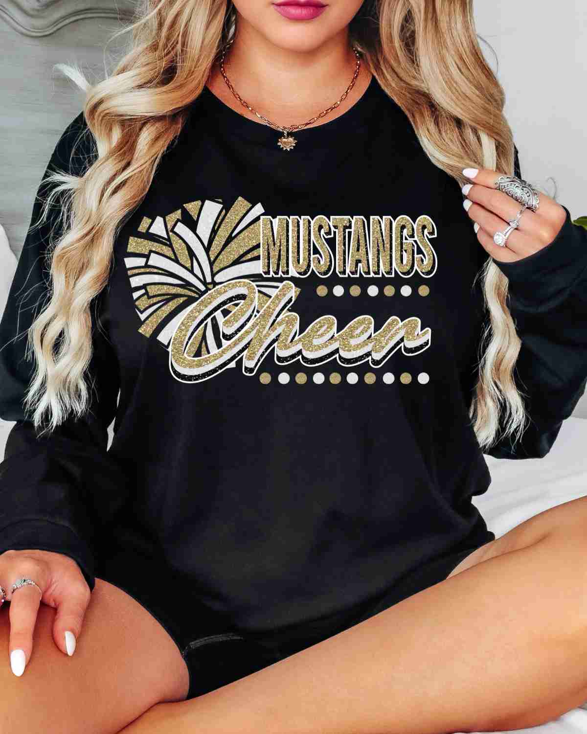 Mustangs Cheer Pom with Dots DTF Transfer