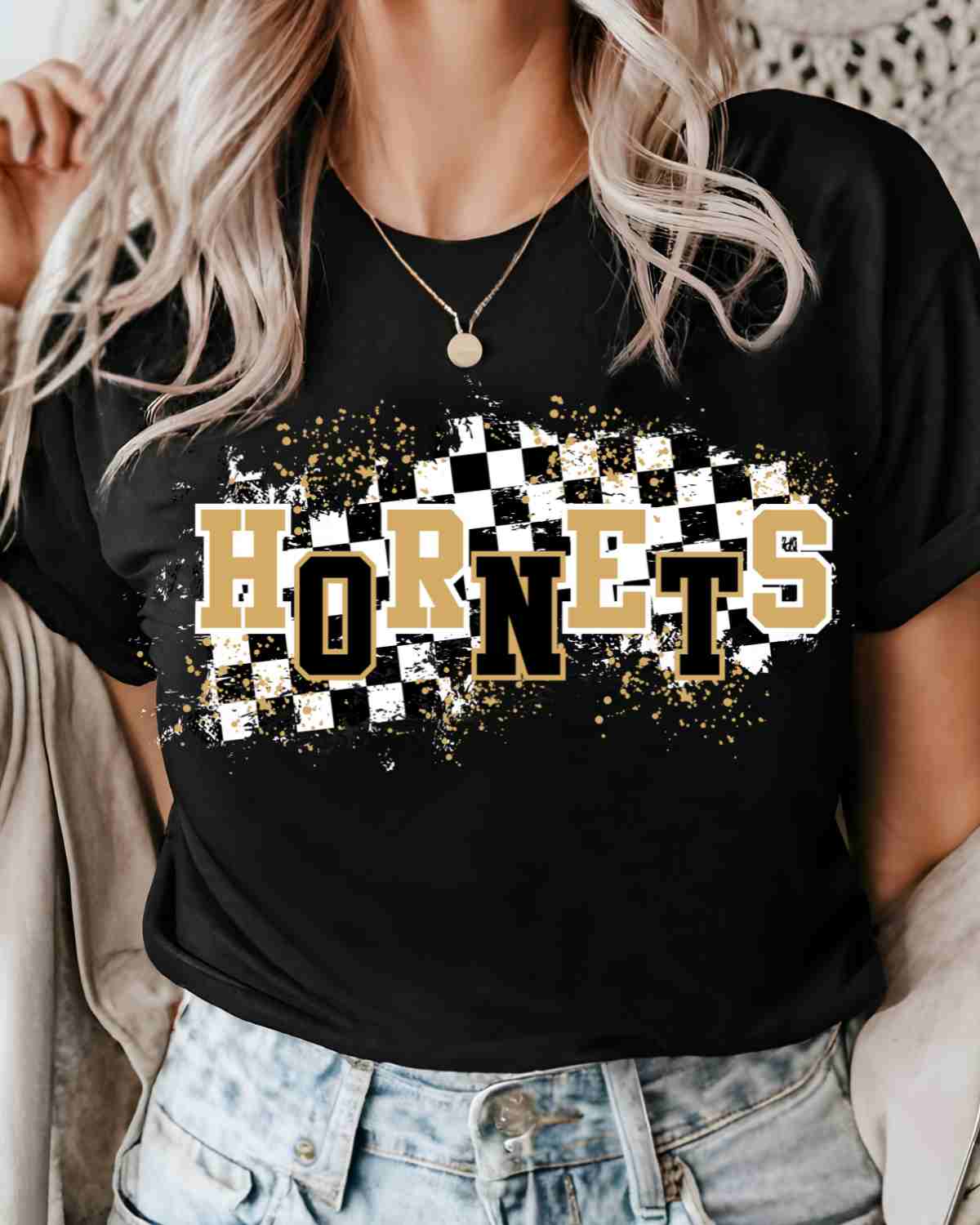 Hornets Checkered Swash DTF Transfer