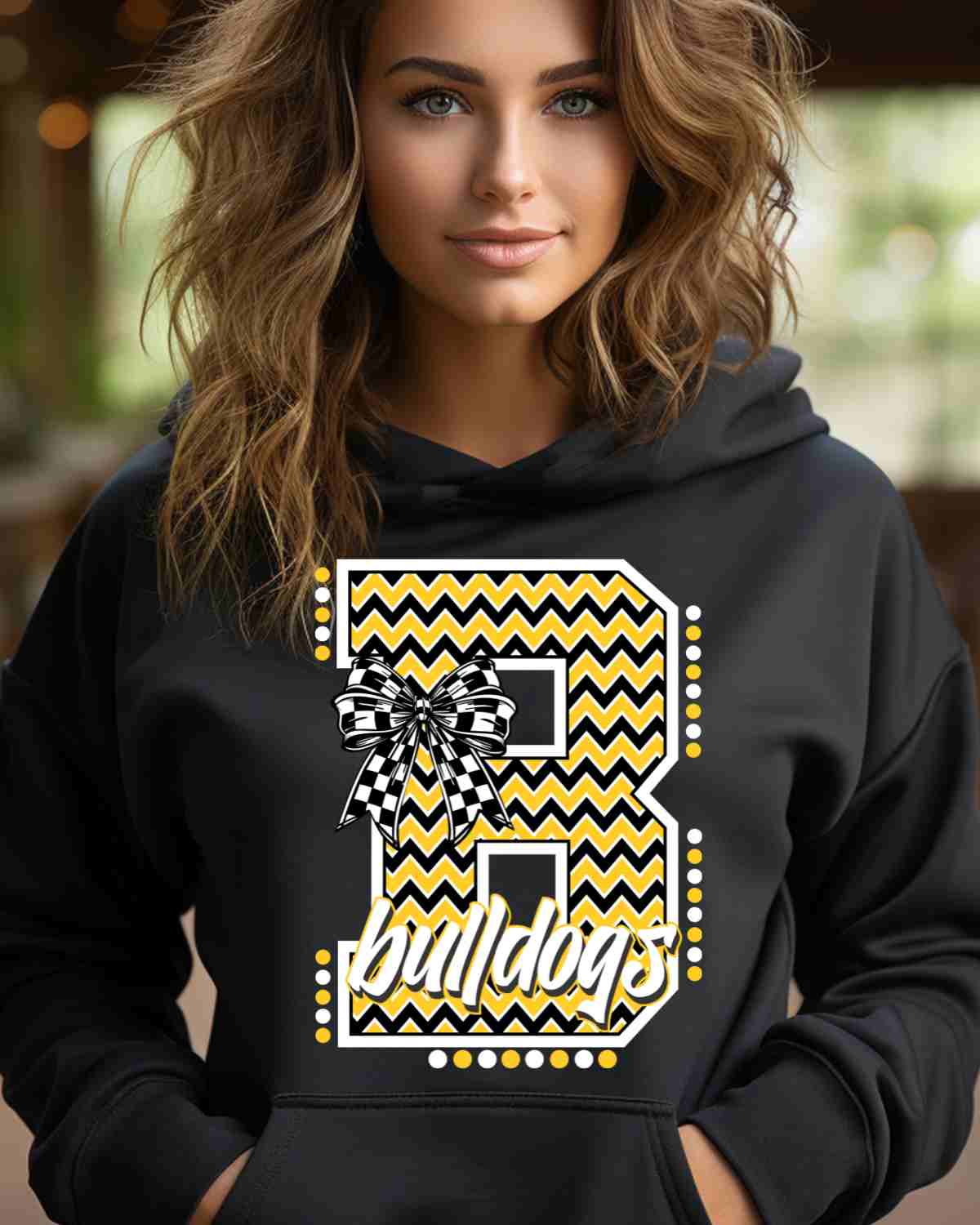 Bulldogs Chevron Letter Bow DTF Transfer