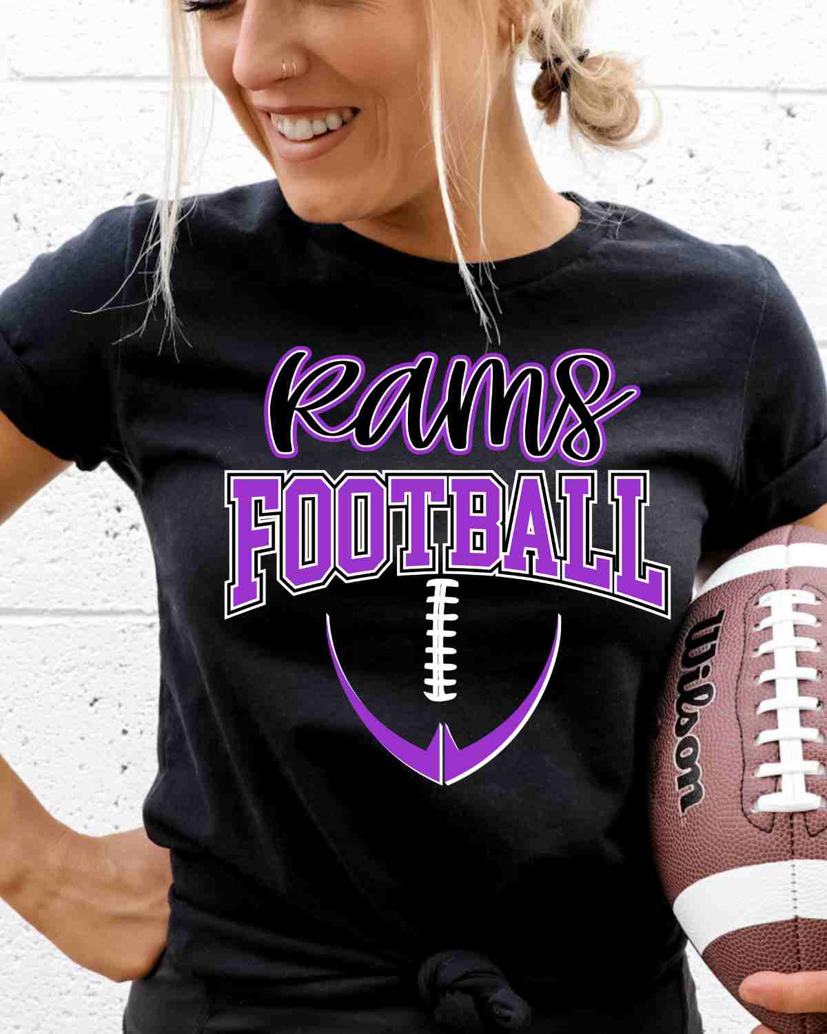 Rams Half Football Outline DTF Transfer