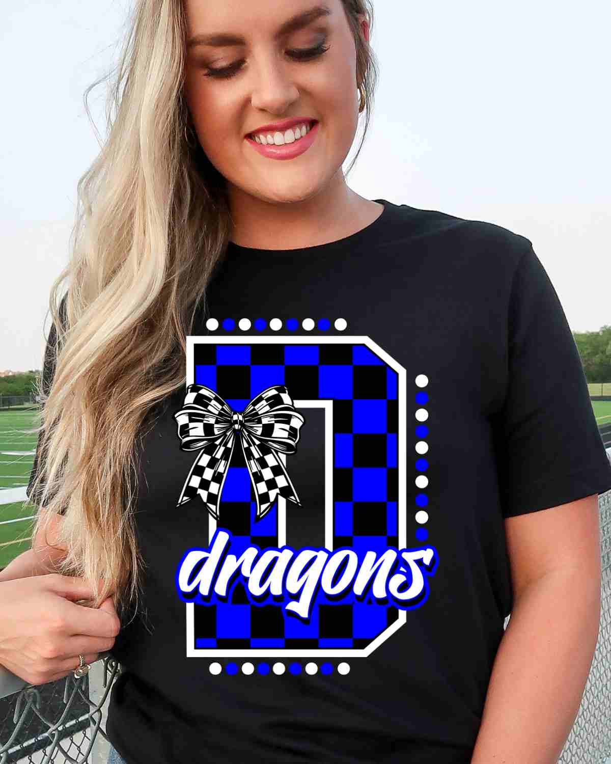 Dragons Checkered Letter Bow DTF Transfer