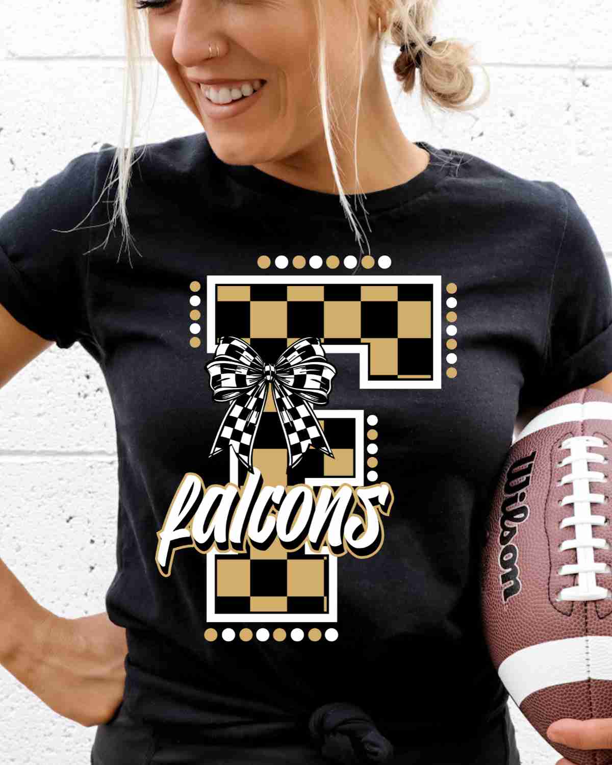 Falcons Checkered Letter Bow DTF Transfer