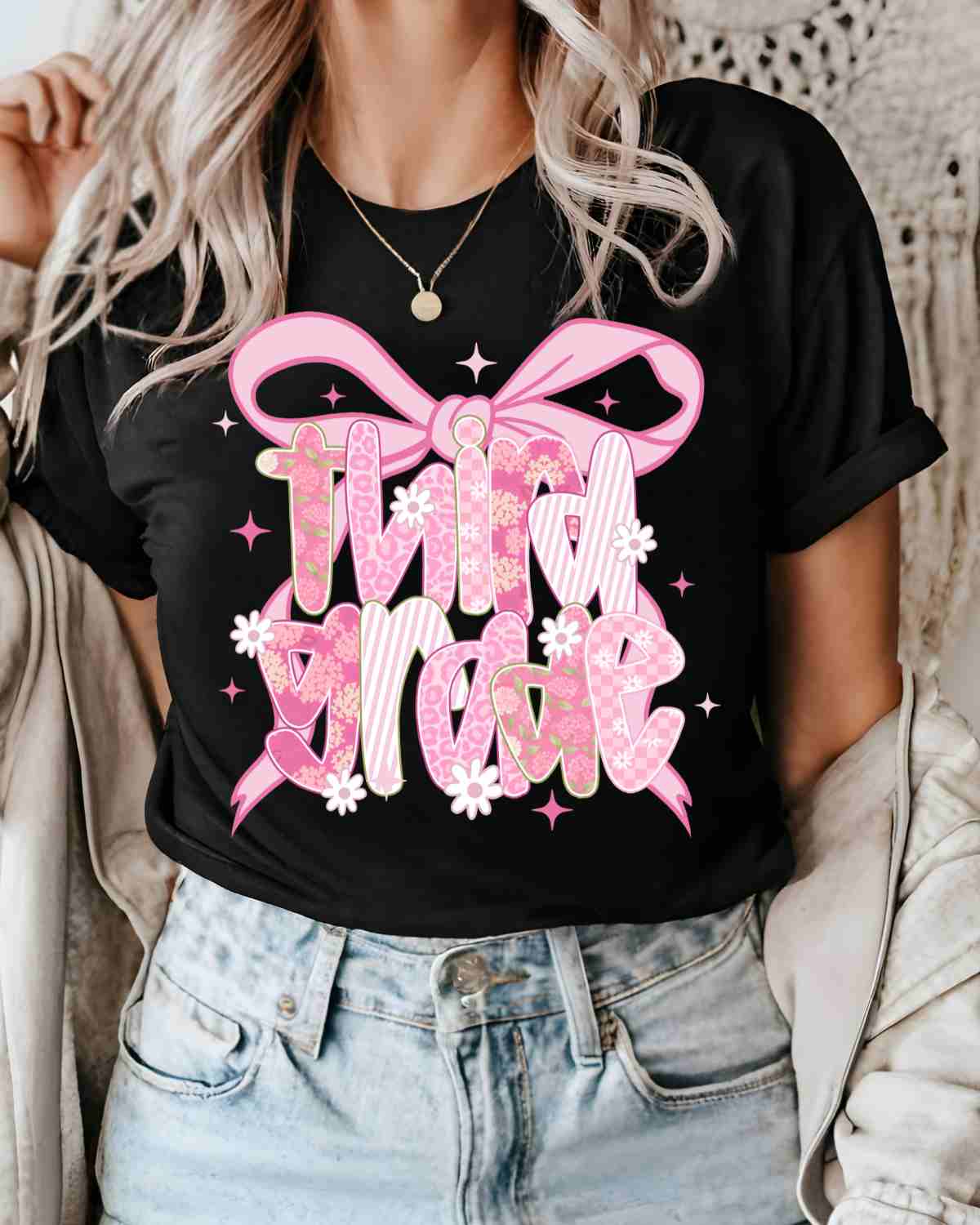 Grade Pink Coquette Bow DTF Transfer