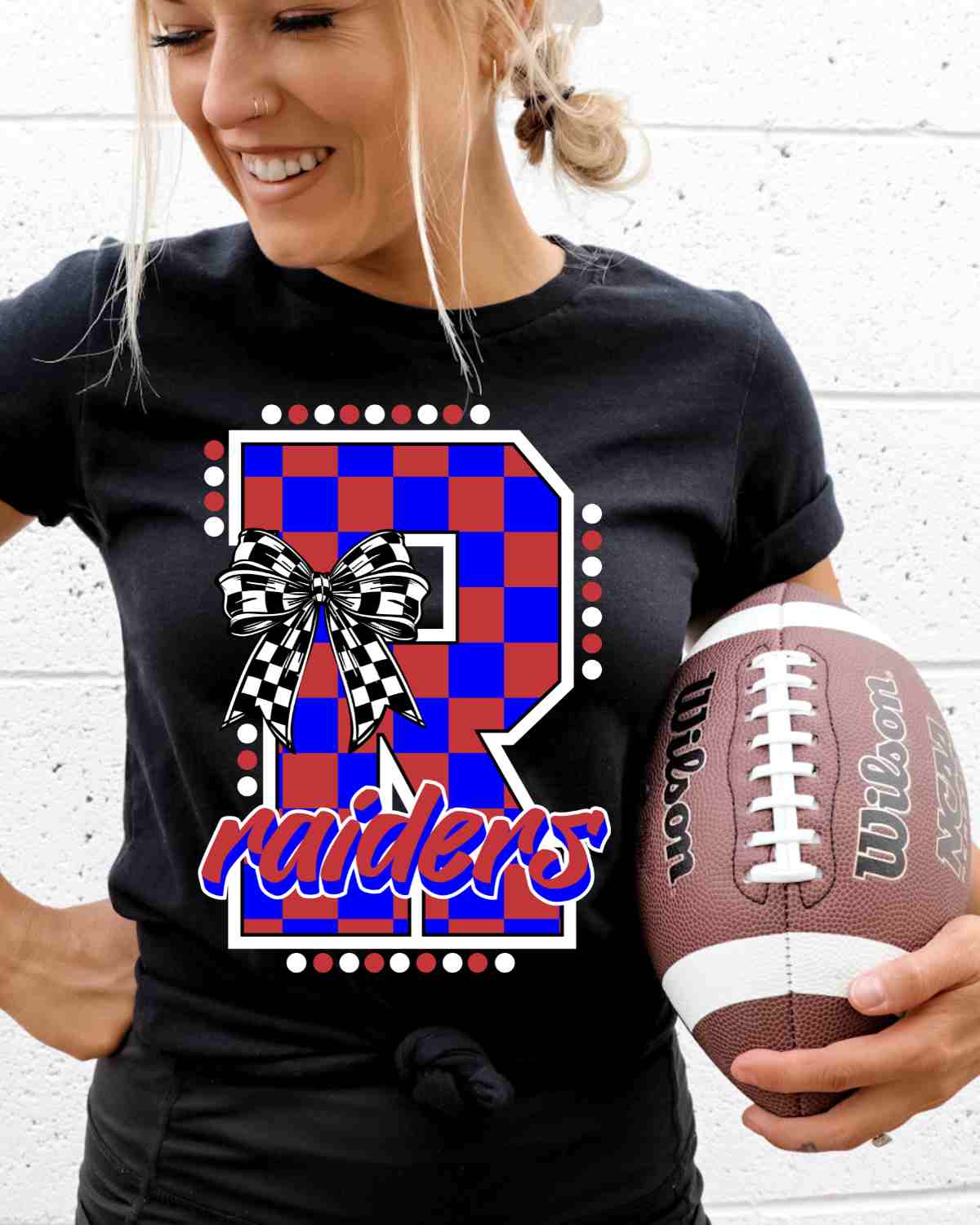 Raiders Checkered Letter Bow DTF Transfer