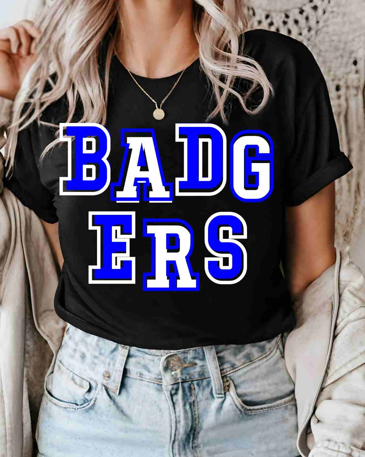 Badgers Offset Letters DTF Transfer