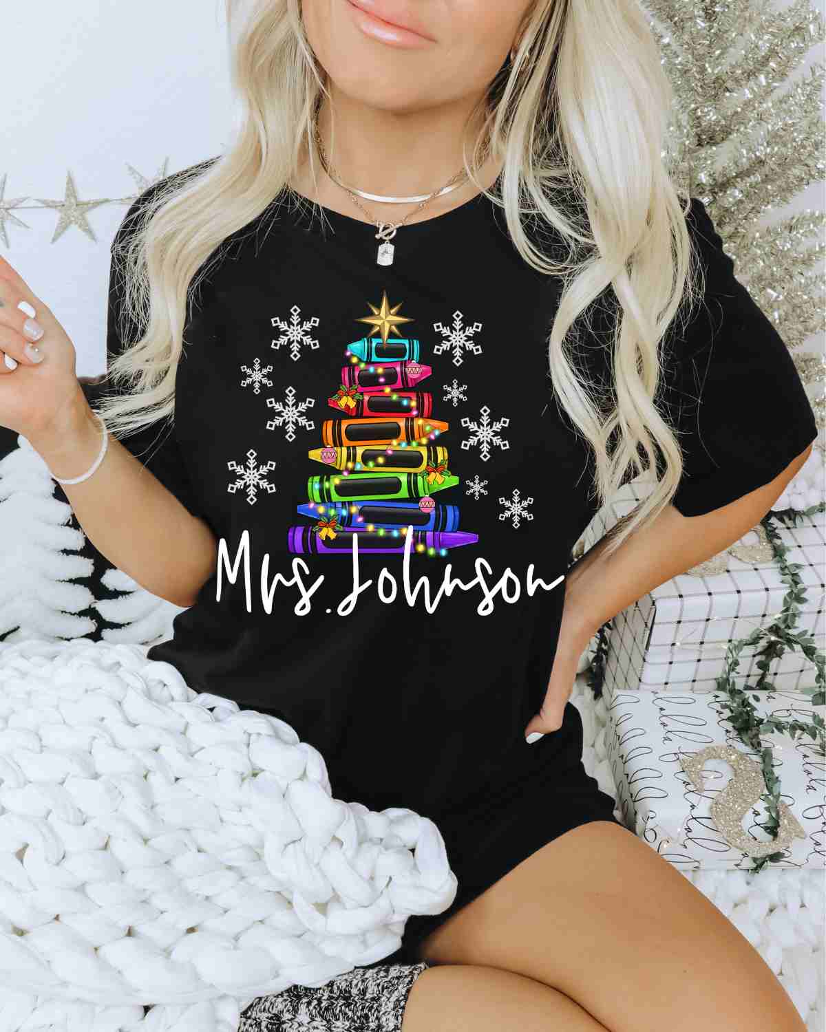 Custom Name Teacher Crayon Tree DTF Transfer