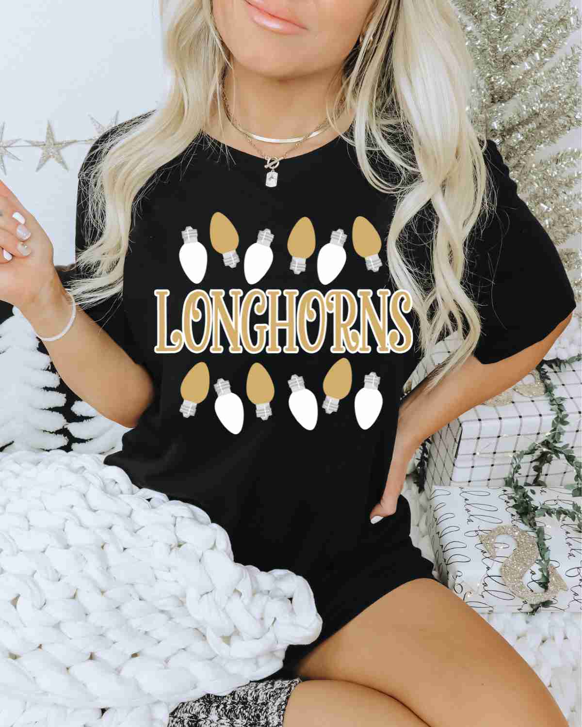 Longhorns Christmas Lights DTF Transfer