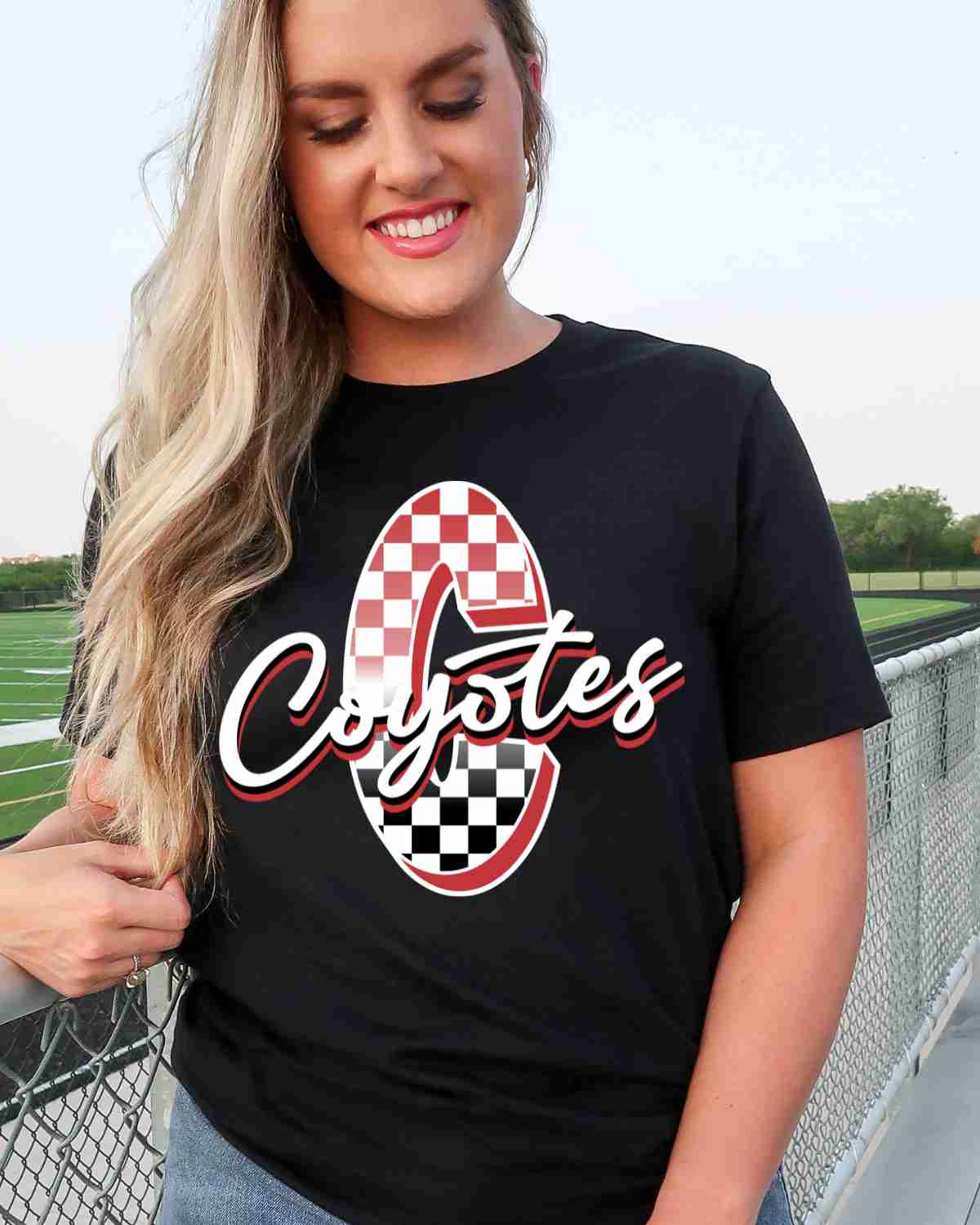 Coyotes Checkered Letter DTF Transfer