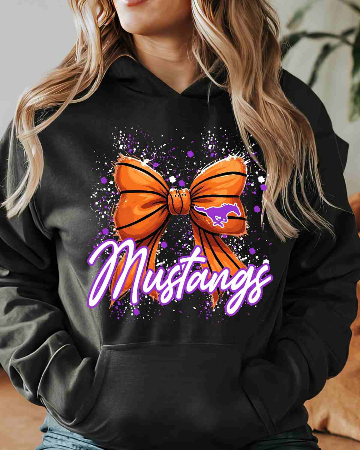 Mustangs Basketball Bow Splatter DTF Transfer