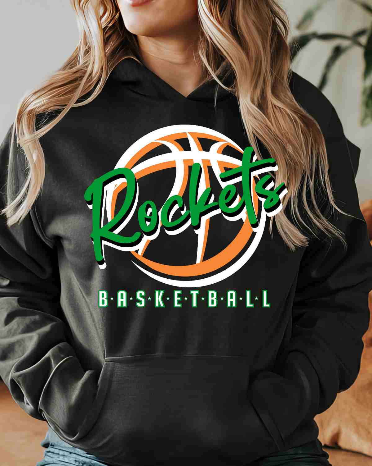 Rockets Basketball Outline Ball DTF Transfer