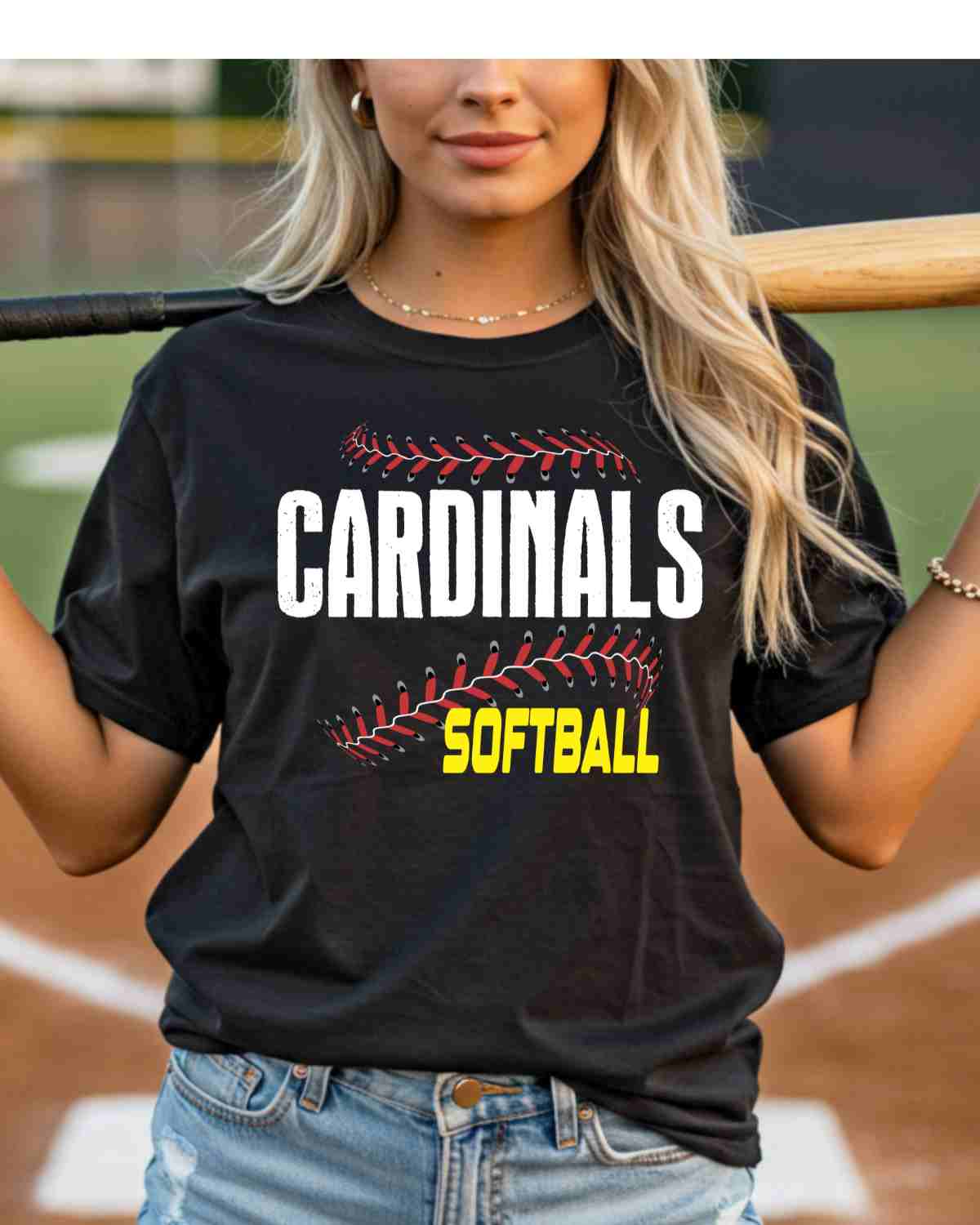 Cardinals Softball Laces DTF Transfer - Rustic Grace Heat Transfer Company
