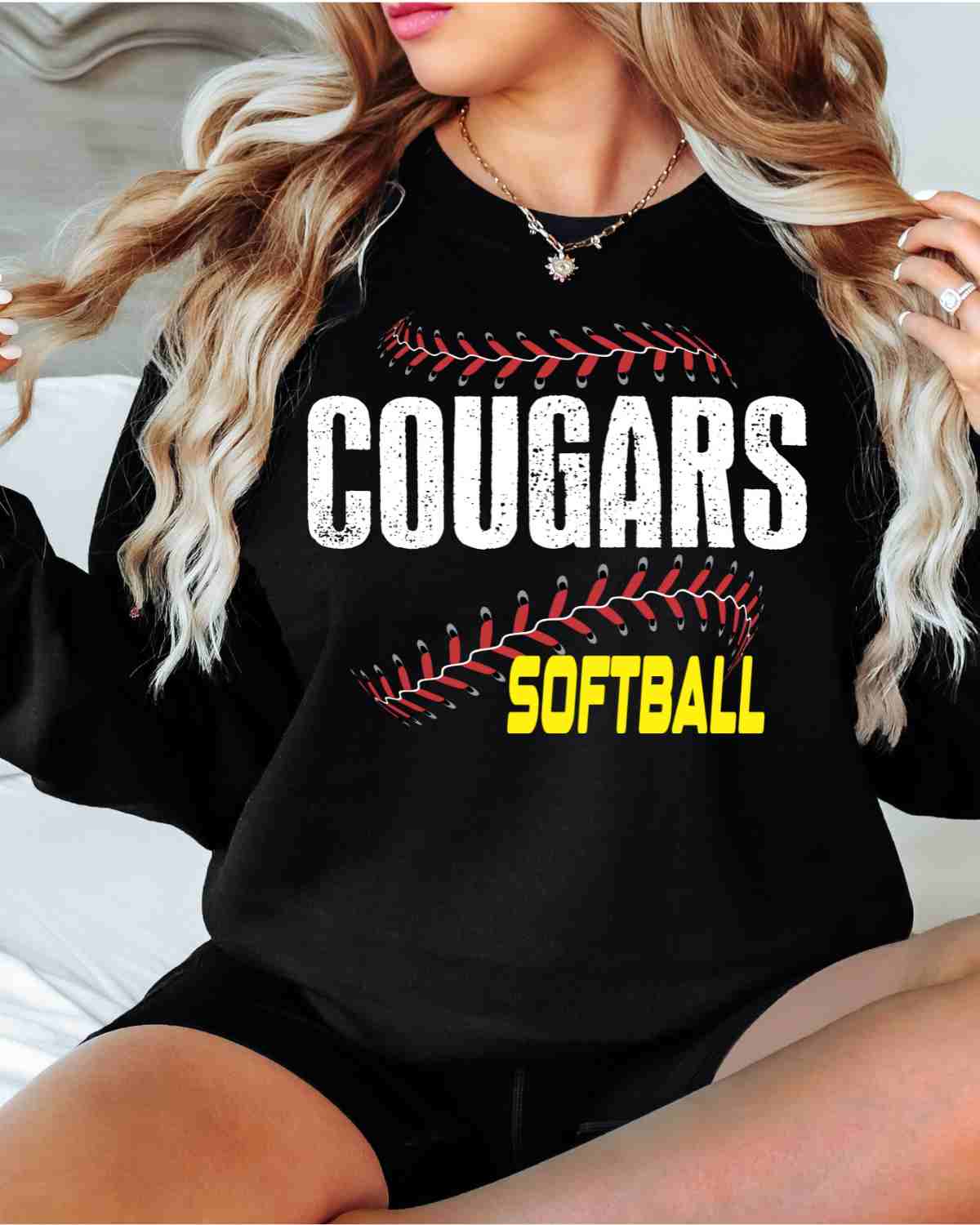 Cougars Softball Laces DTF Transfer