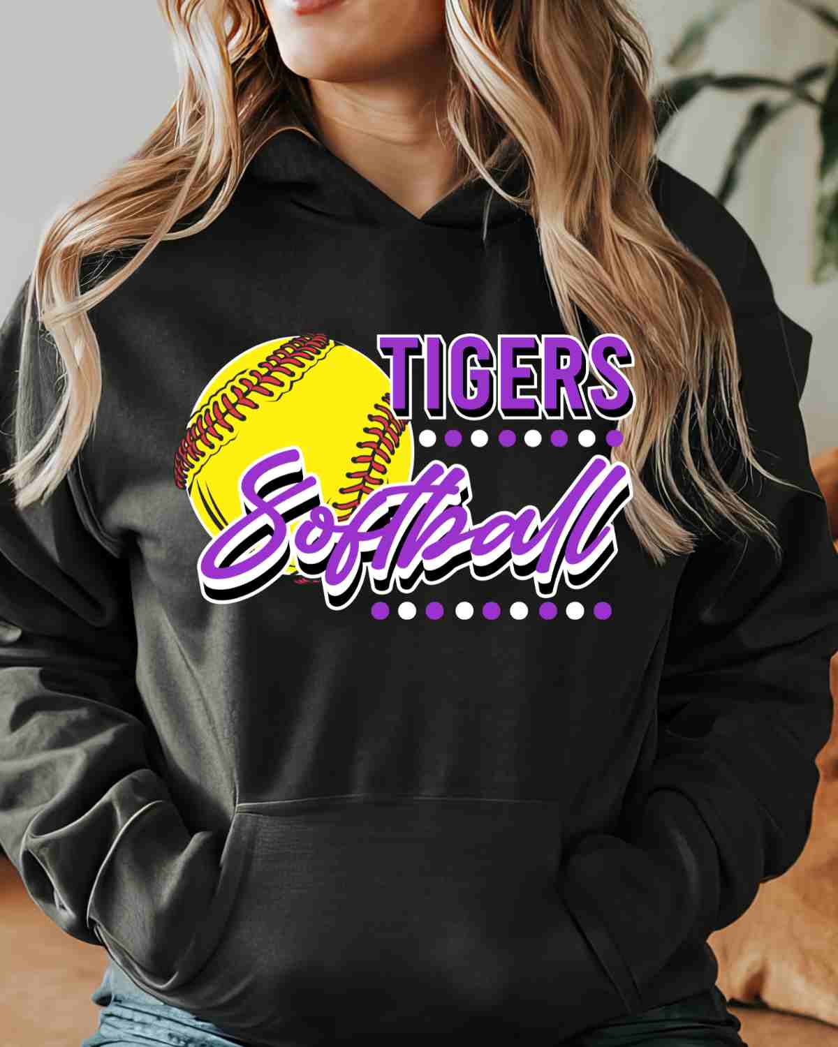 Tigers Softball Dots DTF Transfer - Rustic Grace Heat Transfer Company