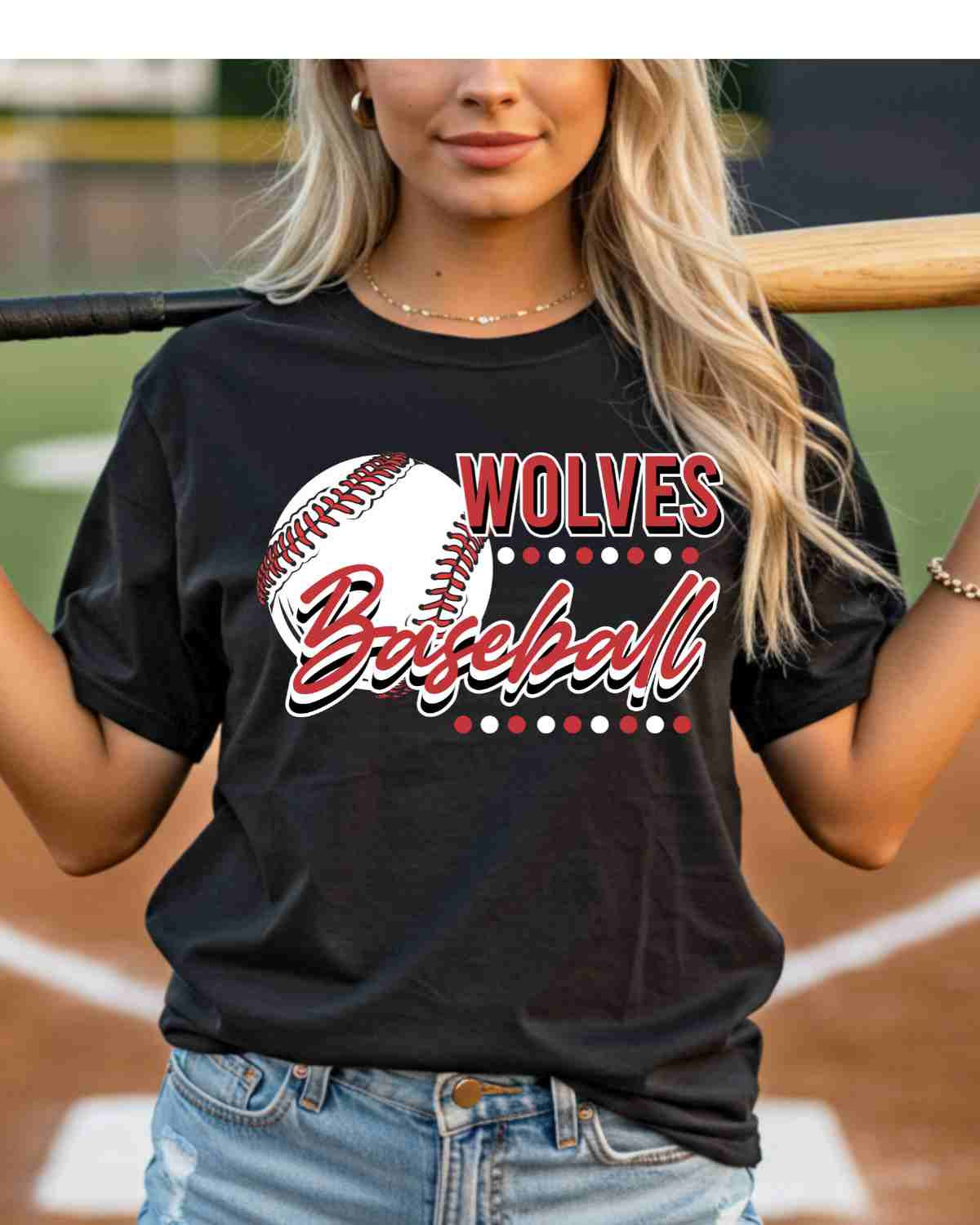 Wolves Baseball Dots DTF Transfer - Rustic Grace Heat Transfer Company