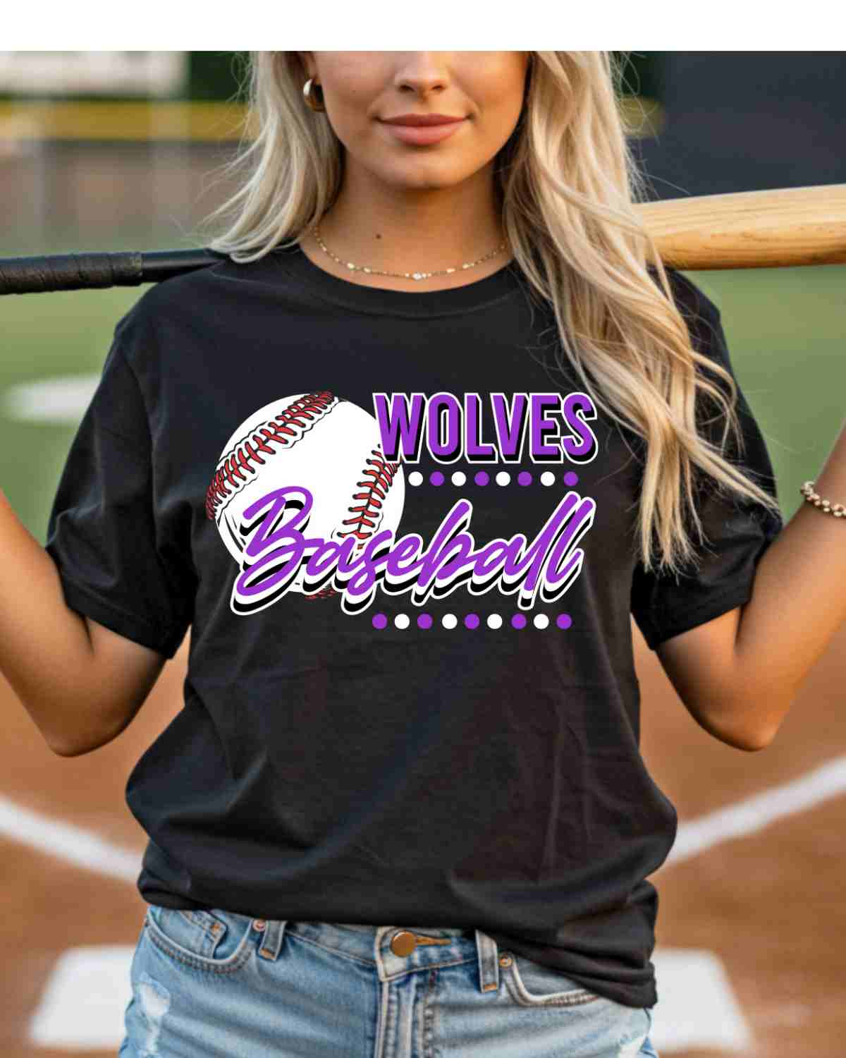 Wolves Baseball Dots DTF Transfer - Rustic Grace Heat Transfer Company