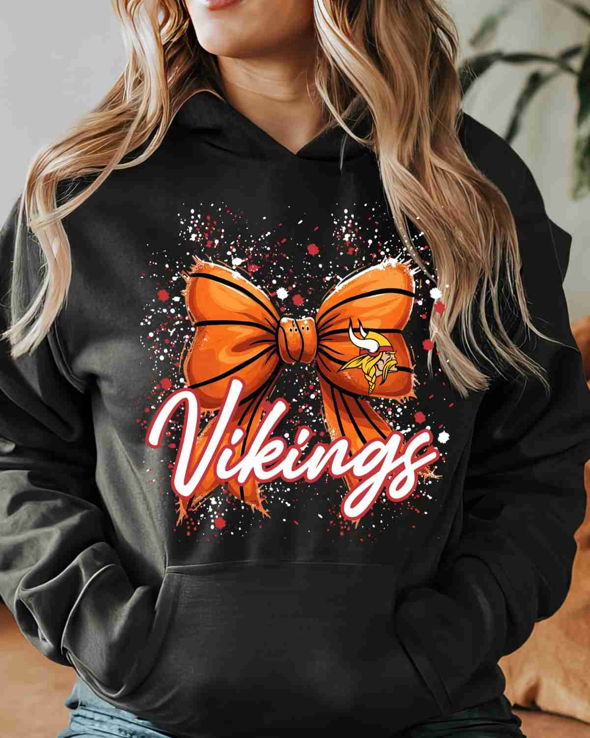 Vikings Basketball Bow Splatter DTF Transfer