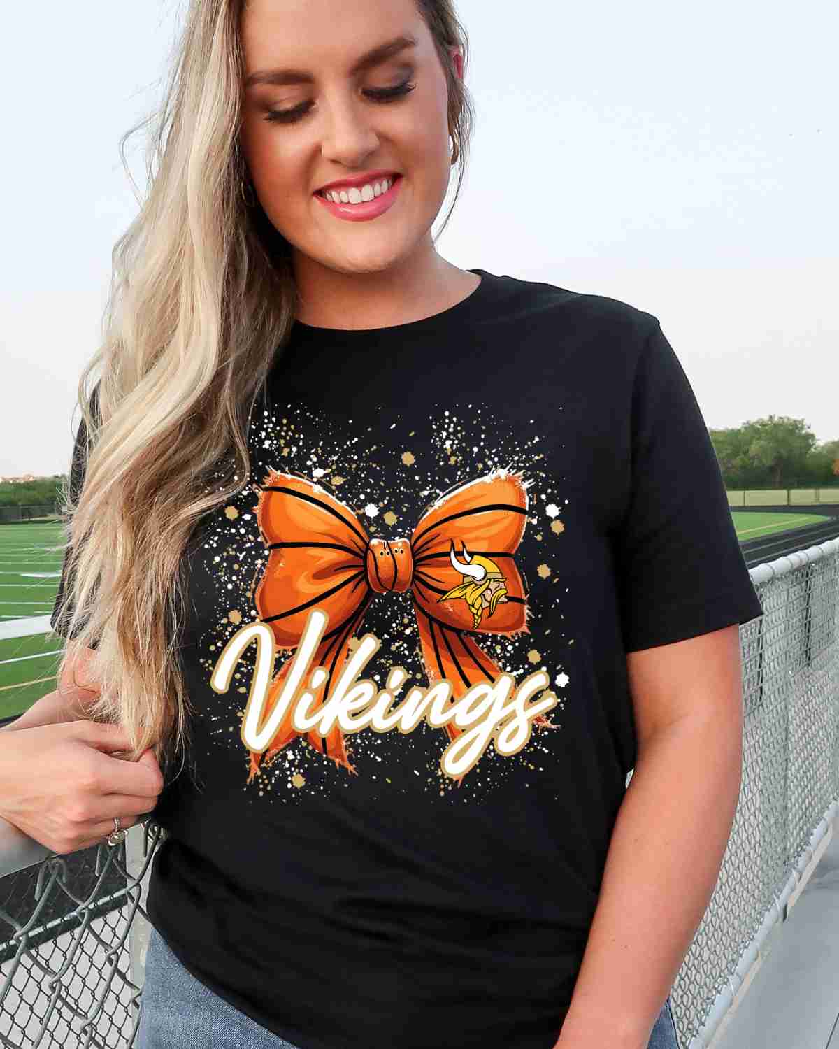 Vikings Basketball Bow Splatter DTF Transfer