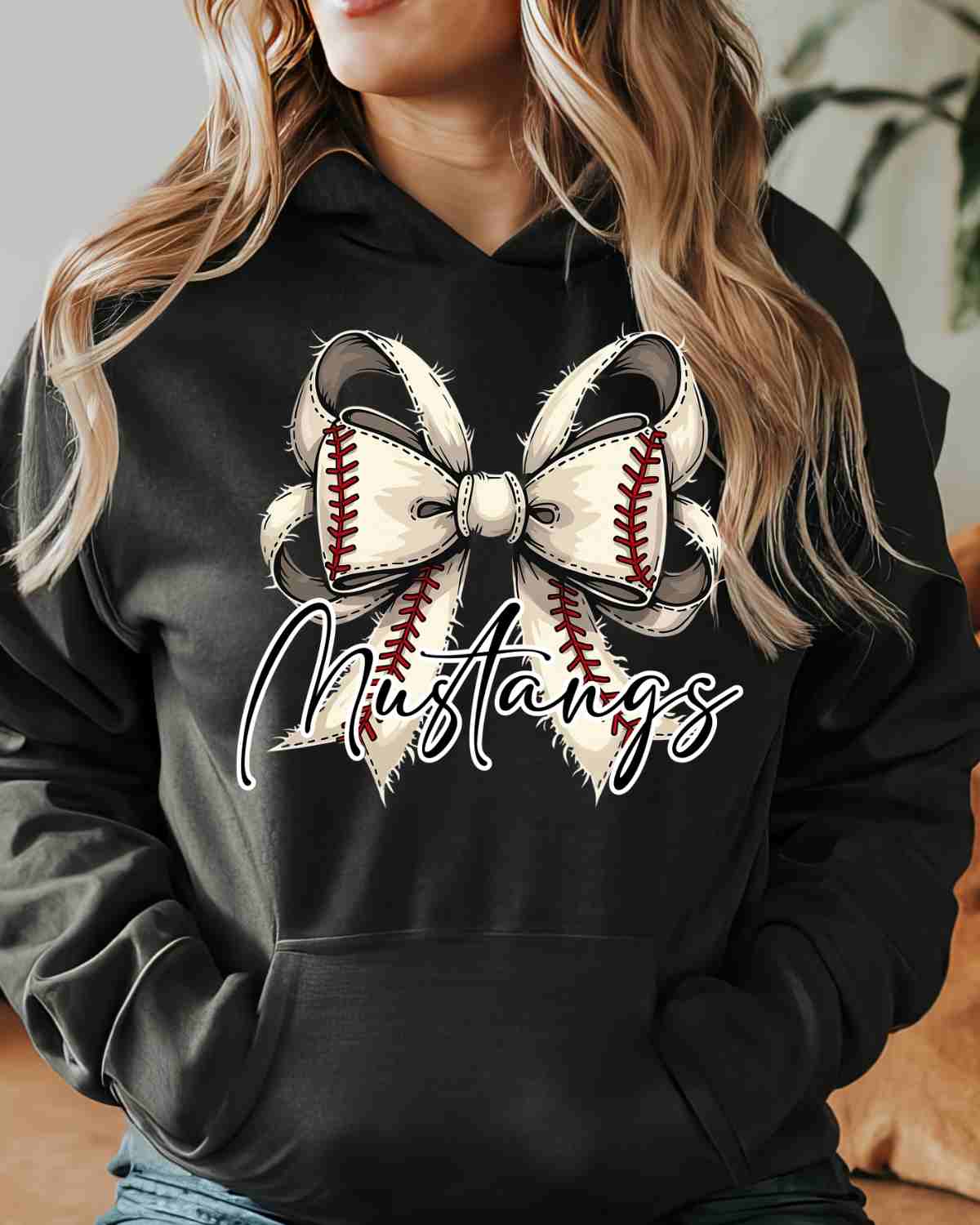 Mustangs Baseball Coquette Bow DTF Transfer - Rustic Grace Heat Transfer Company