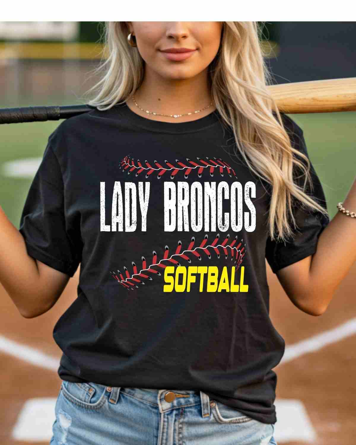 Lady Broncos Softball Laces DTF Transfer
