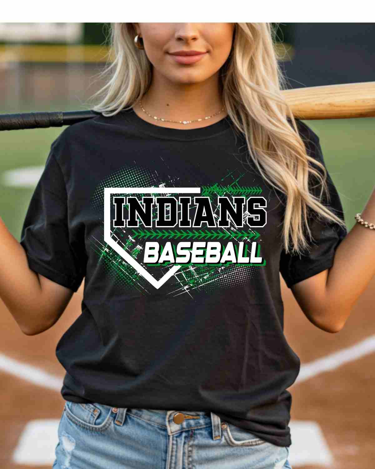 Indians Baseball Home Plate Grunge DTF Transfer