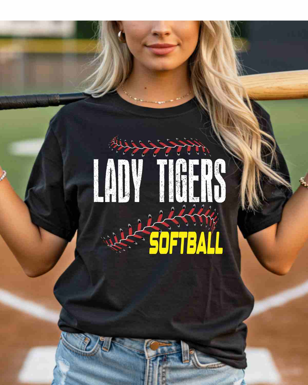 Lady Tigers Softball Laces DTF Transfer