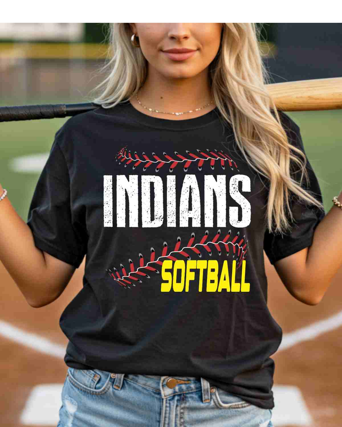 Indians Softball Laces DTF Transfer