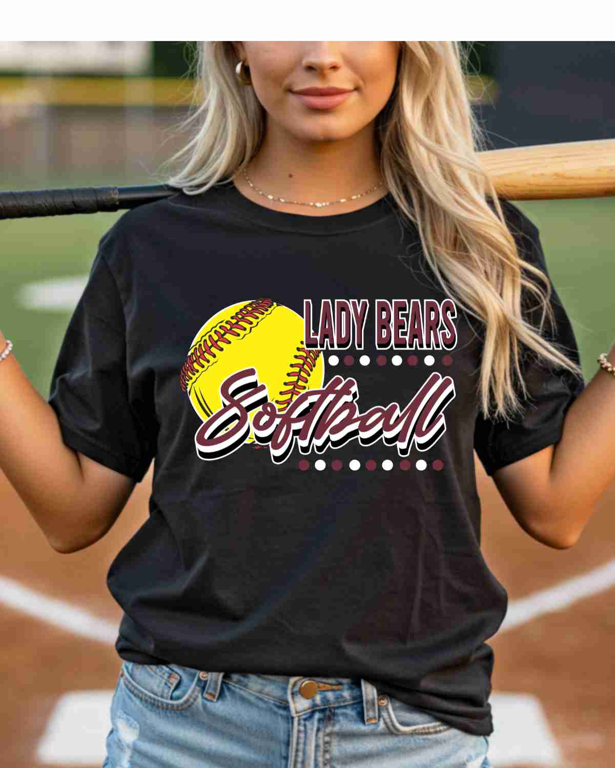 Lady Bears Softball Dots DTF Transfer - Rustic Grace Heat Transfer Company