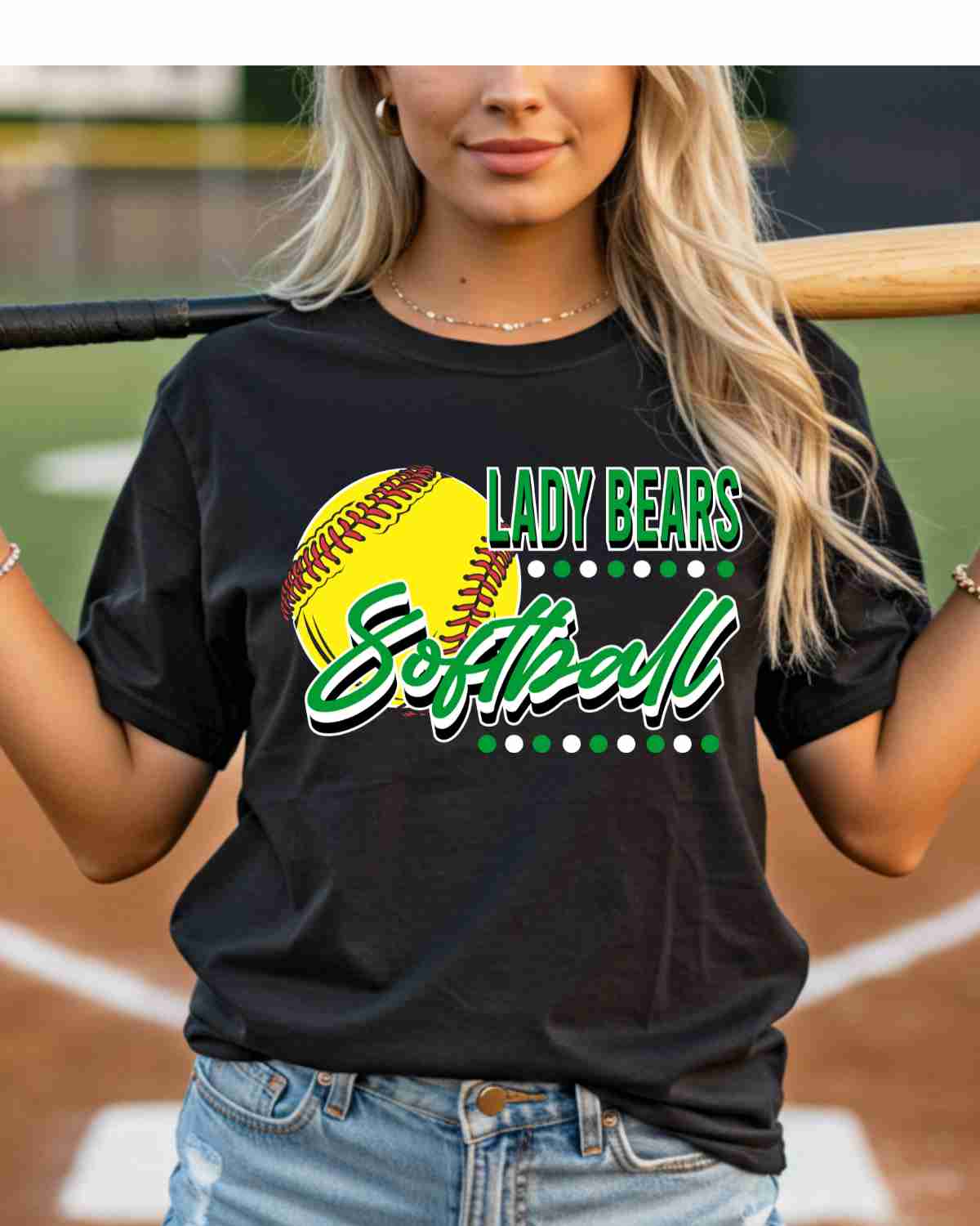 Lady Bears Softball Dots DTF Transfer - Rustic Grace Heat Transfer Company