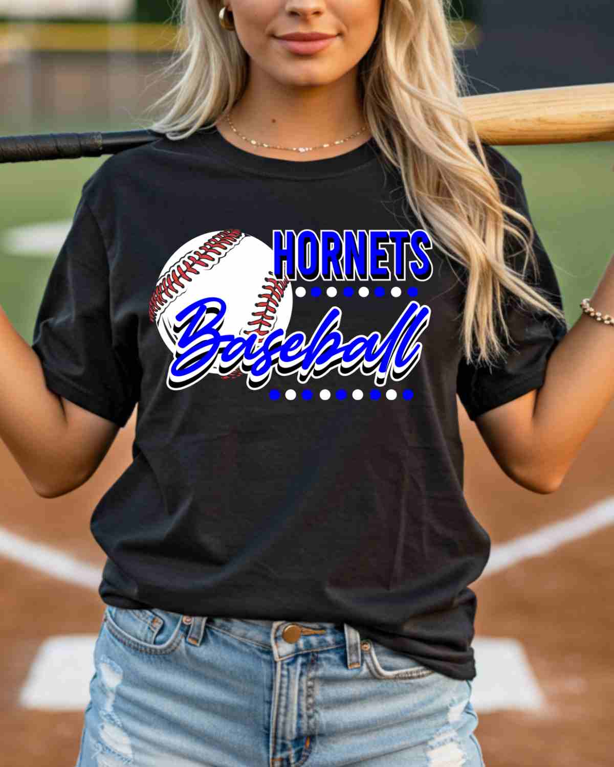 Hornets Baseball Dots DTF Transfer - Rustic Grace Heat Transfer Company