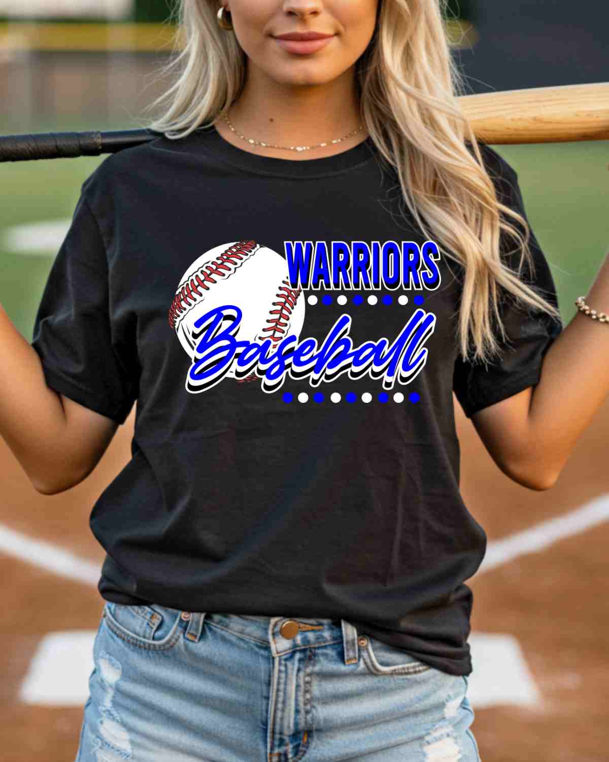 Warriors Baseball Dots DTF Transfer - Rustic Grace Heat Transfer Company