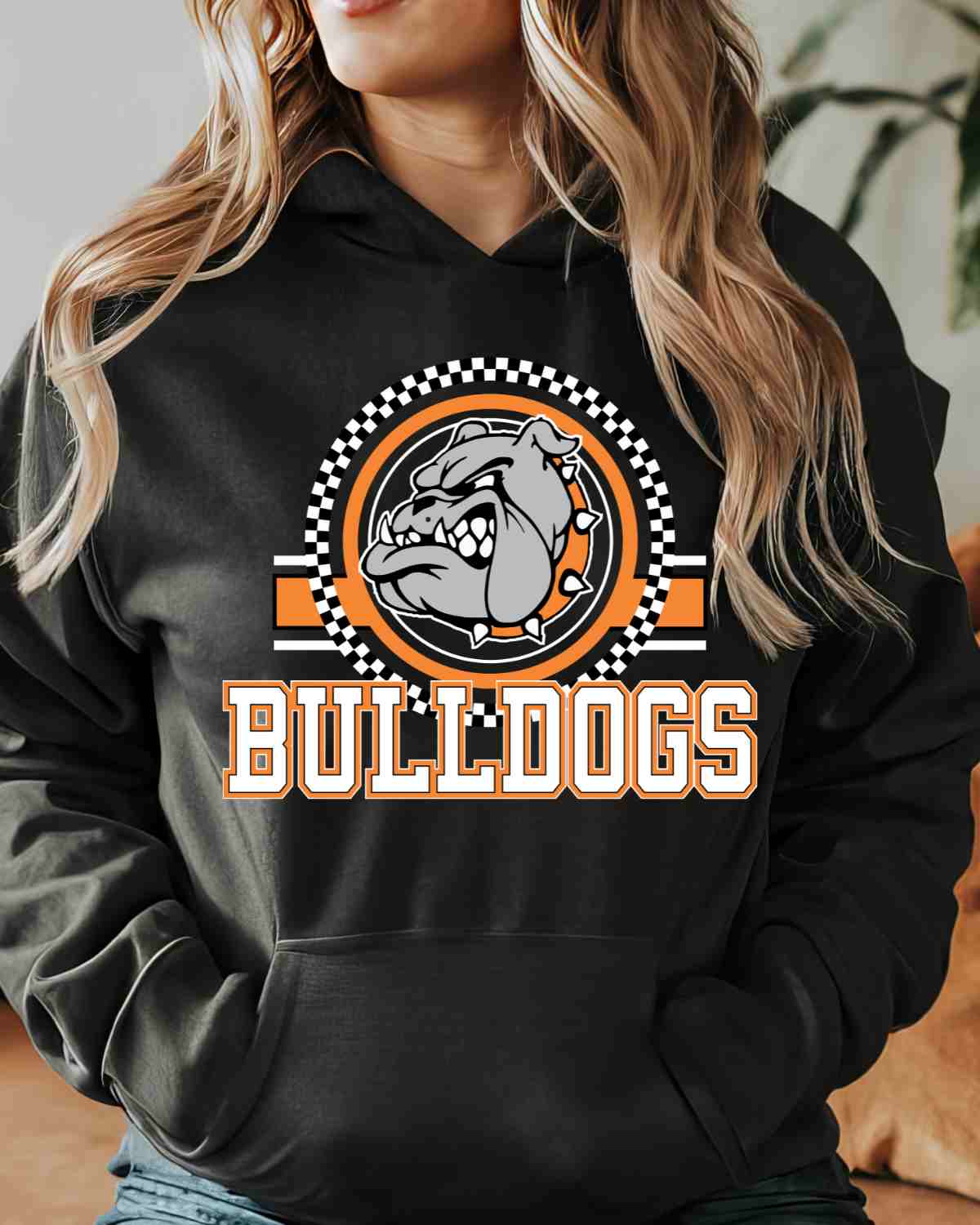 Bulldogs Checkered Circle Logo DTF Transfer - Rustic Grace Heat Transfer Company