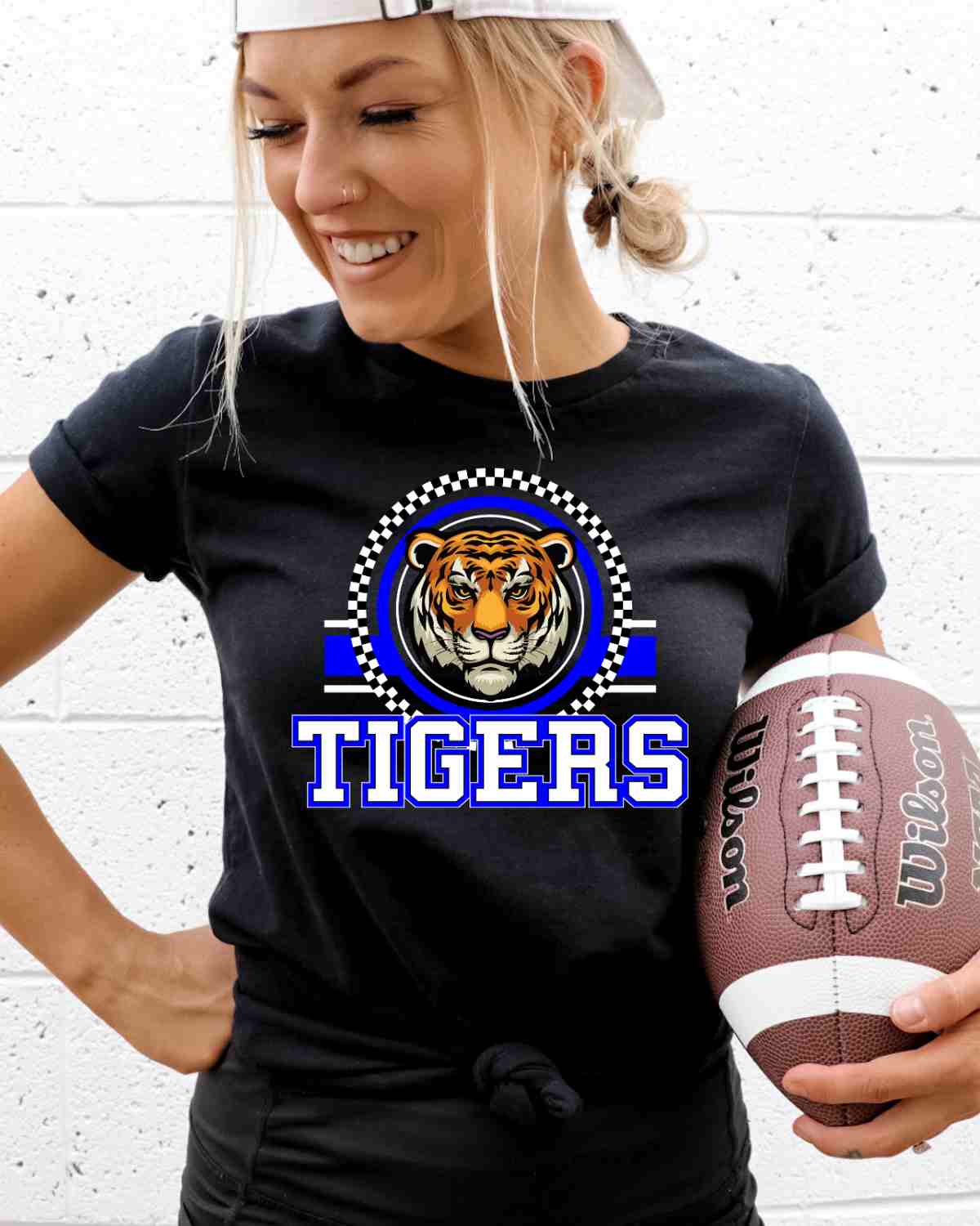 Tigers Checkered Circle Logo DTF Transfer - Rustic Grace Heat Transfer Company