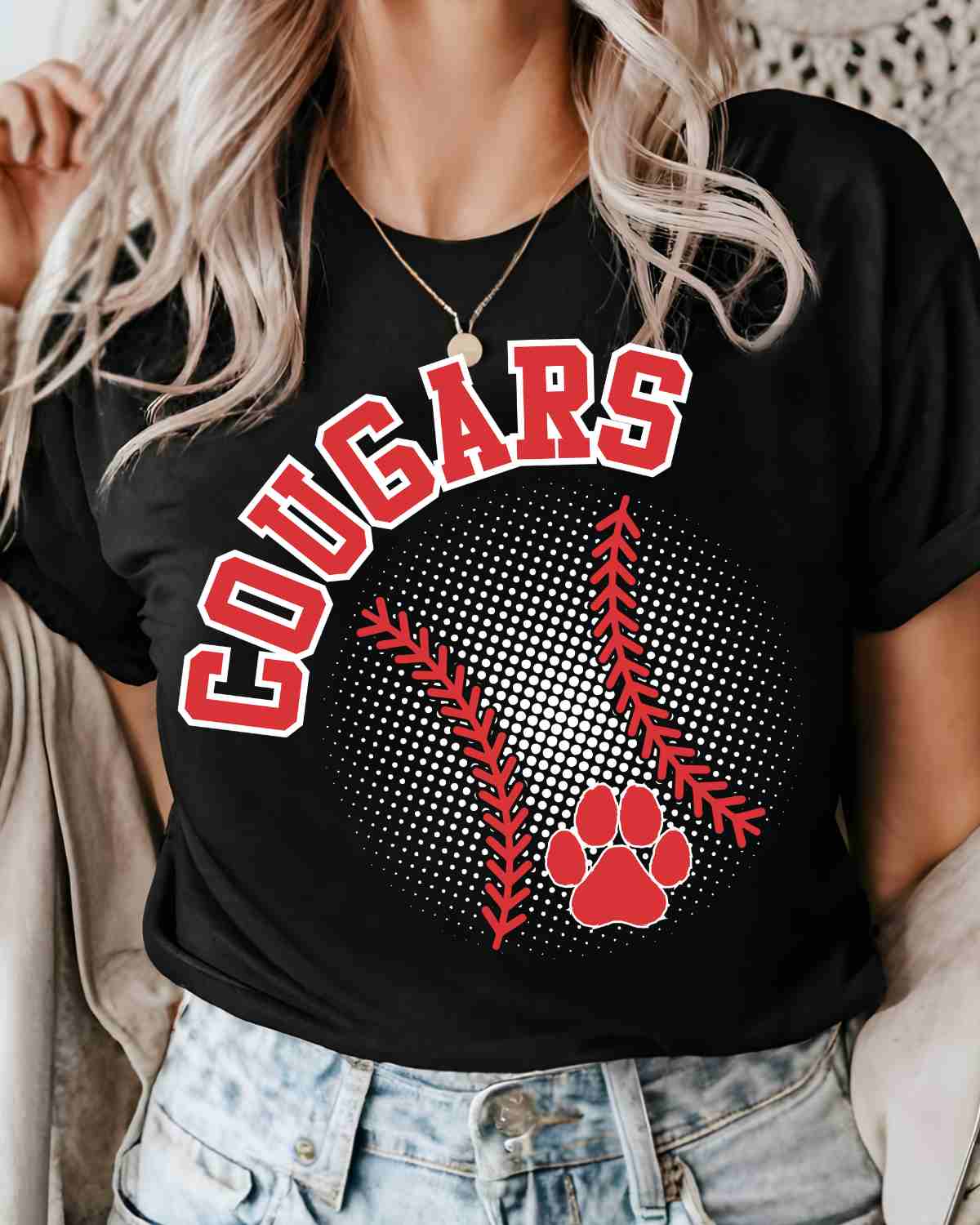 Cougars Baseball Halftone DTF Transfer