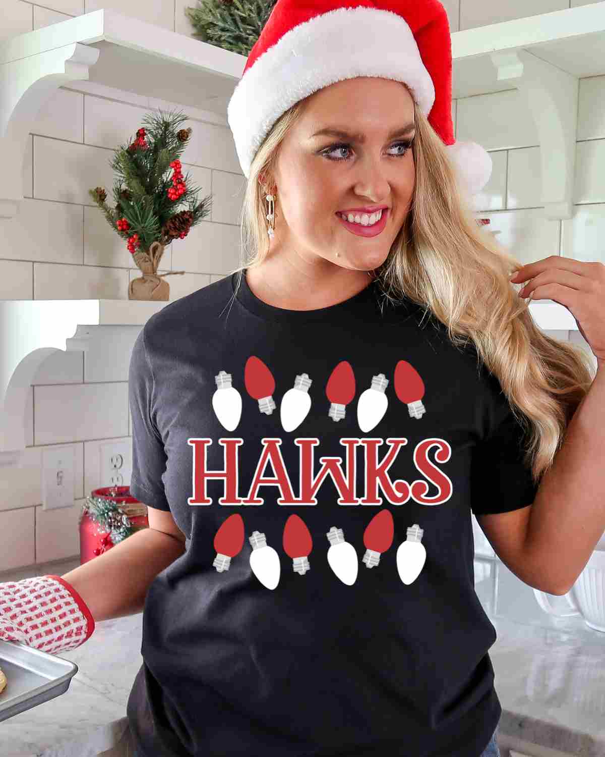 Hawks Christmas Lights DTF Transfer