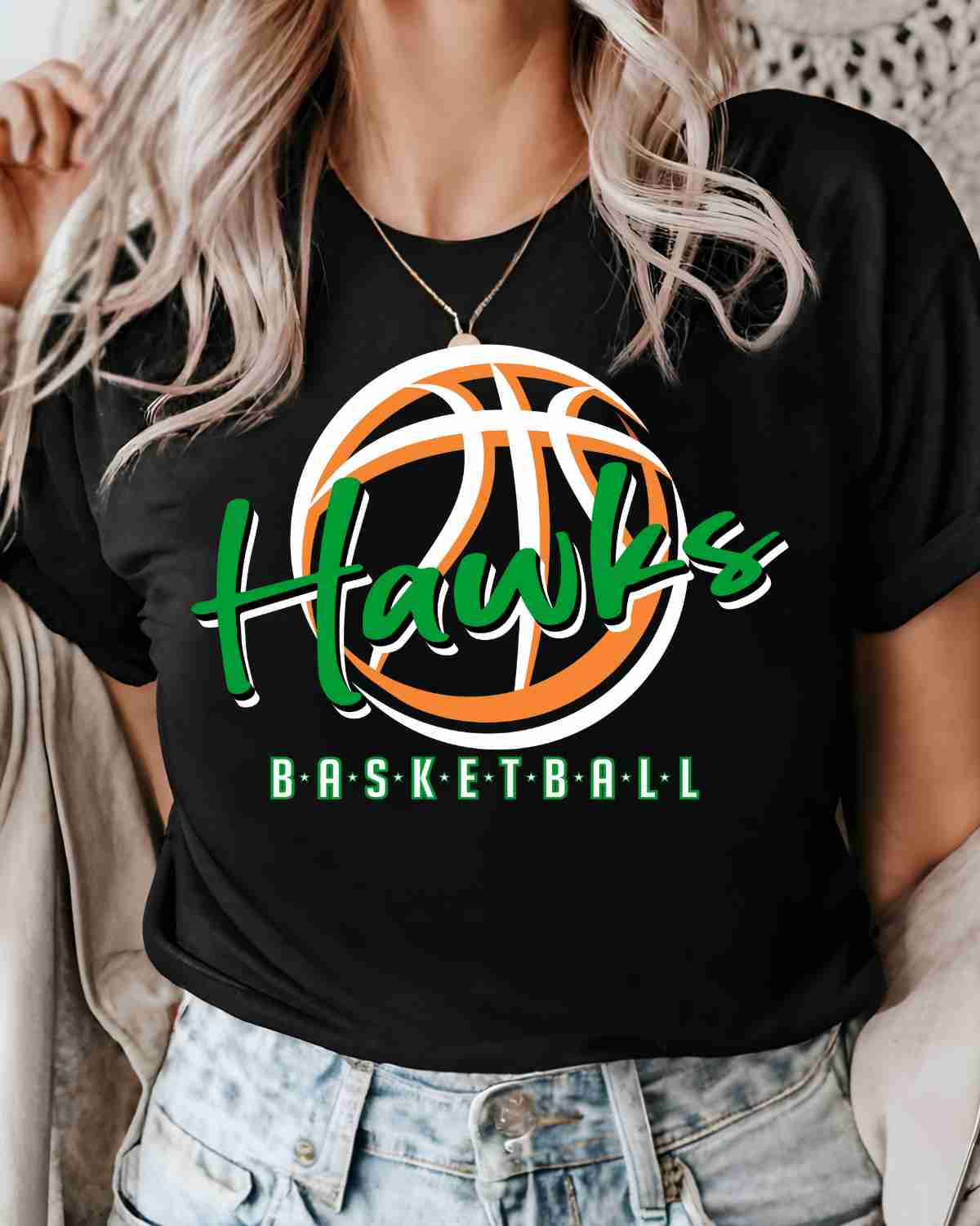 Hawks Basketball Outline DTF Transfer