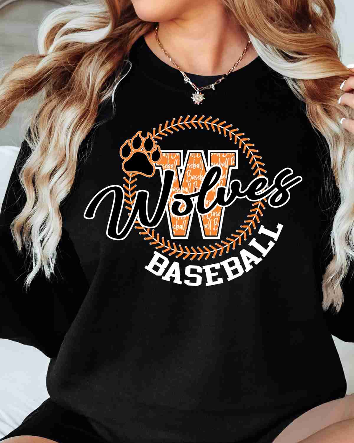 Wolves Baseball Lace Circle DTF Transfer