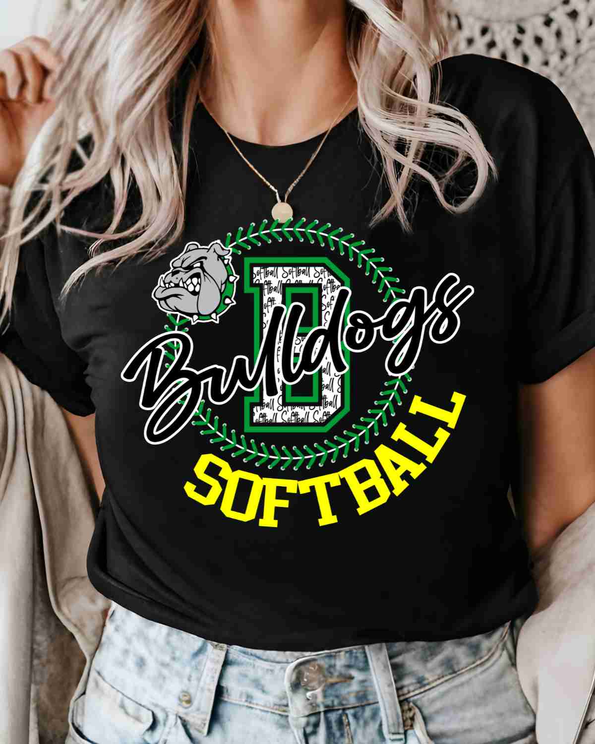 Bulldogs Softball Lace Circle DTF Transfer