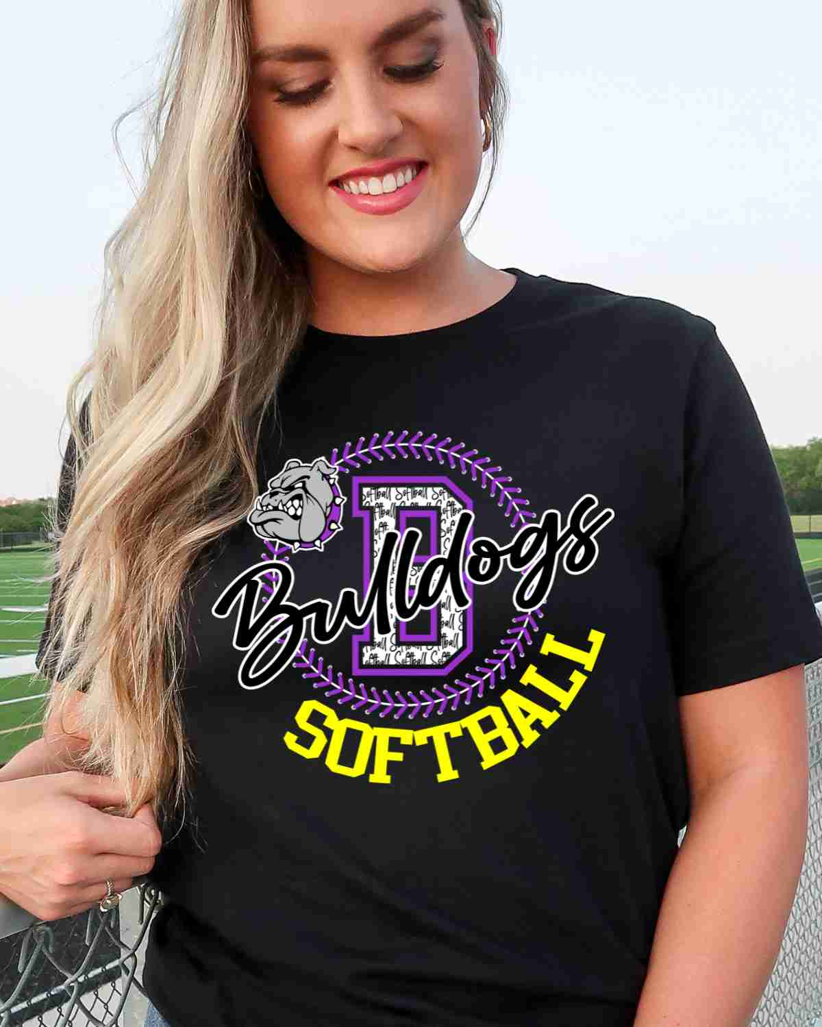 Bulldogs Softball Lace Circle DTF Transfer