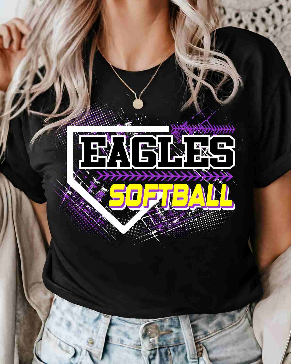 Eagles Softball Home Plate Grunge DTF Transfer