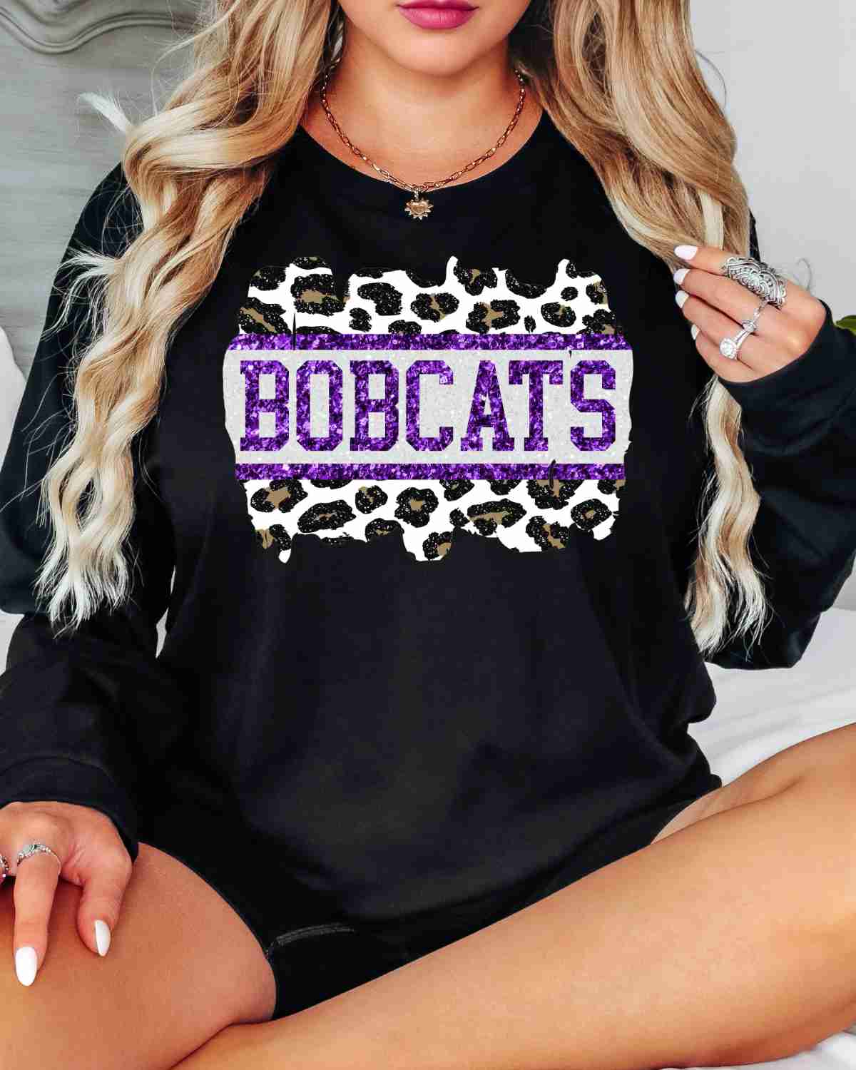 Bobcats Leopard Glitter Swash DTF Transfer