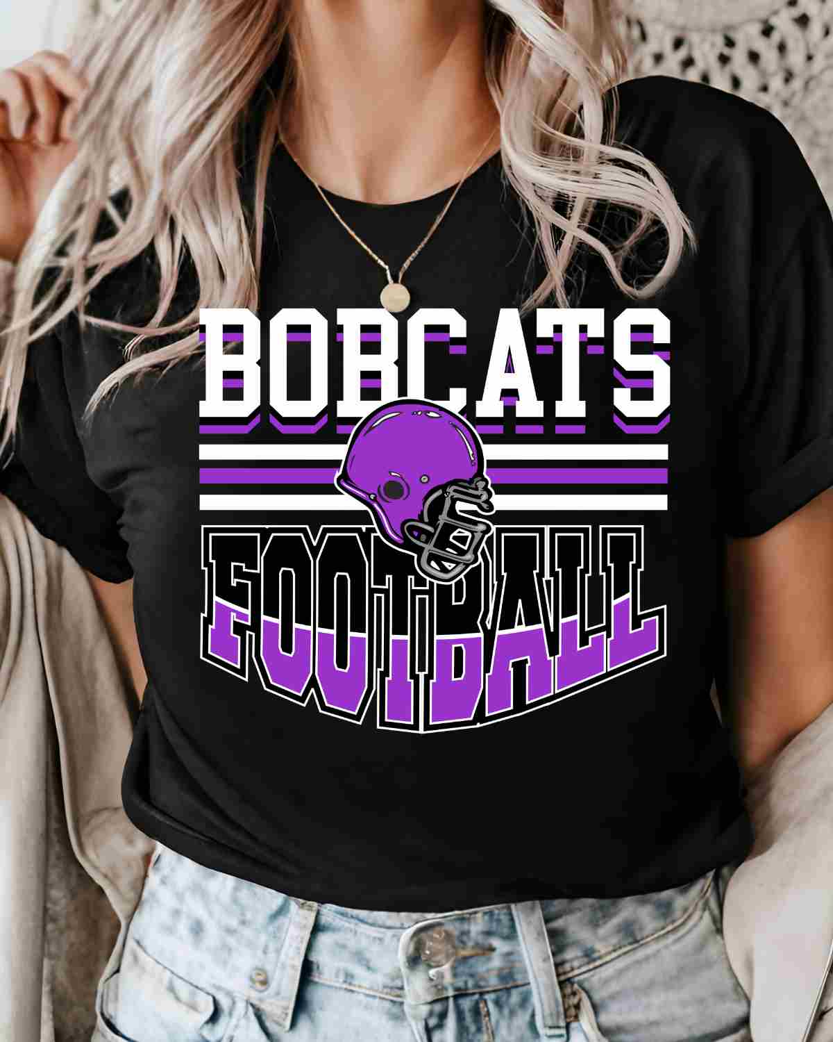 Bobcats Football Helmet Middle DTF Transfer