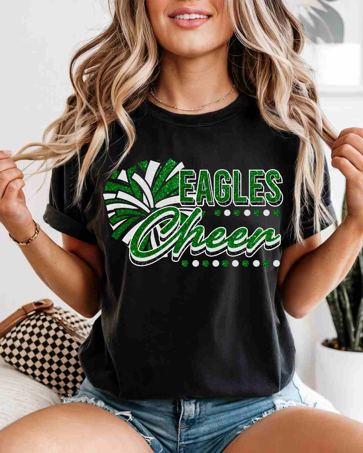 Eagles Cheer Pom with Dots DTF Transfer