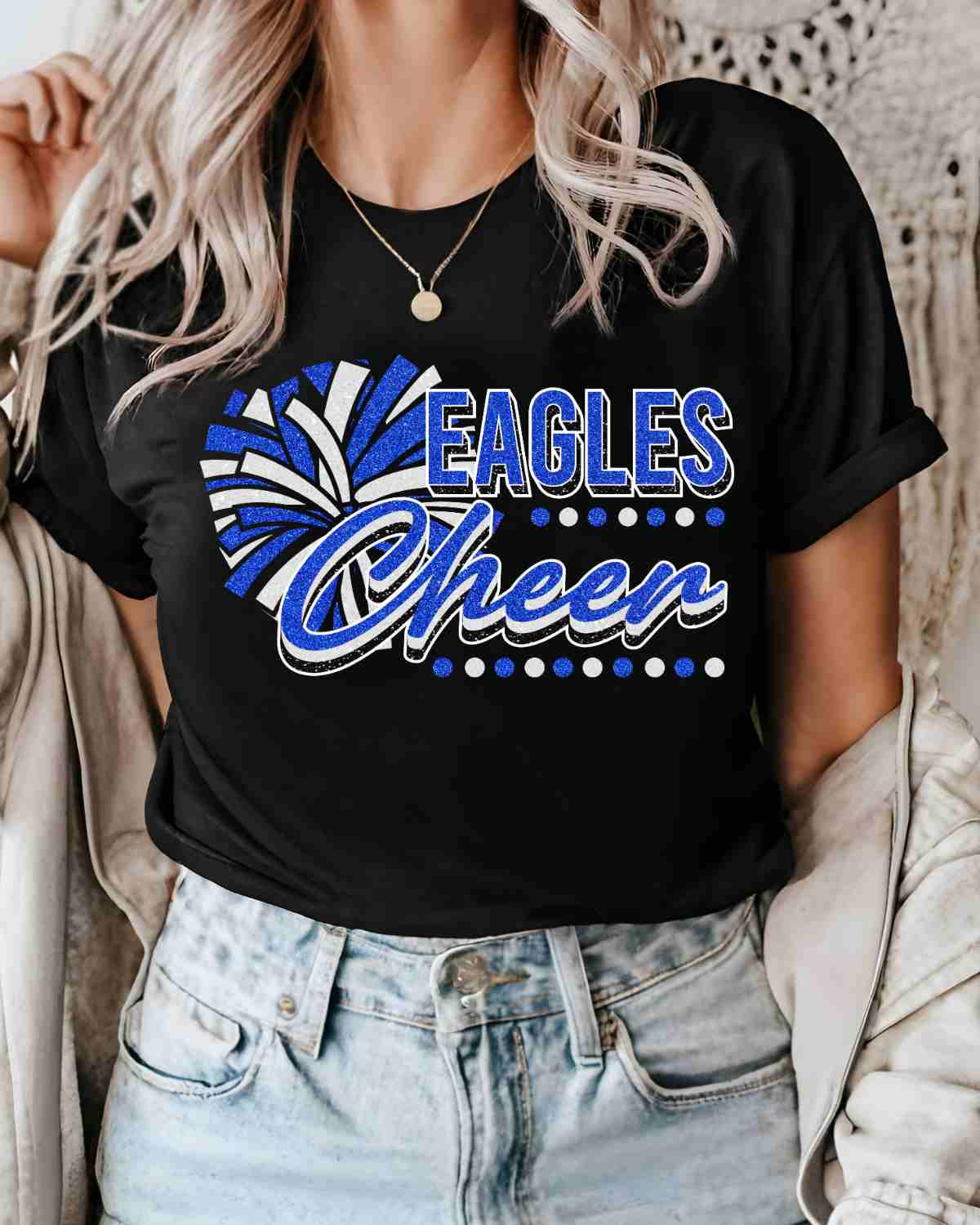 Eagles Cheer Pom with Dots DTF Transfer