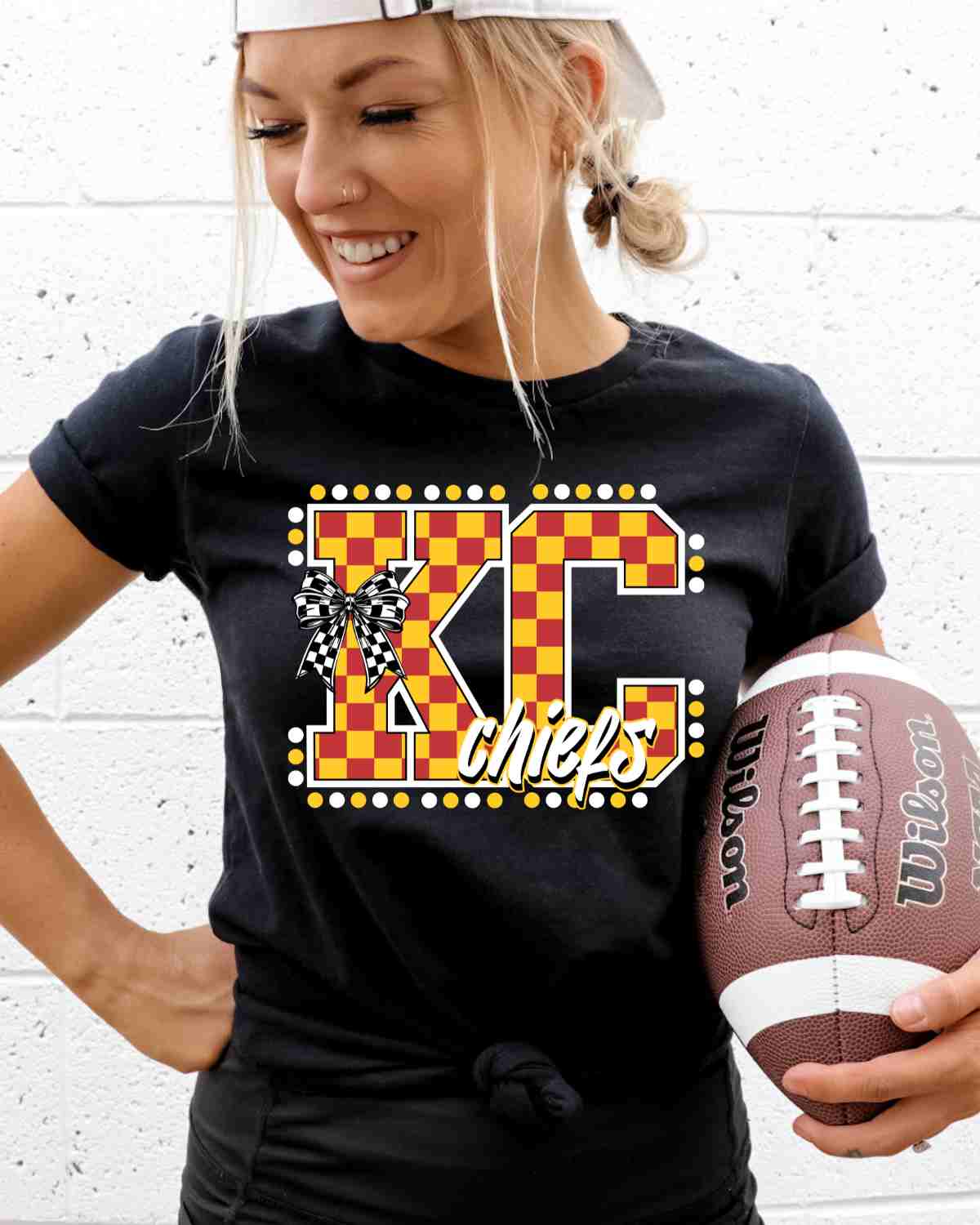 KC Chiefs Checkered Letter Bow DTF Transfer