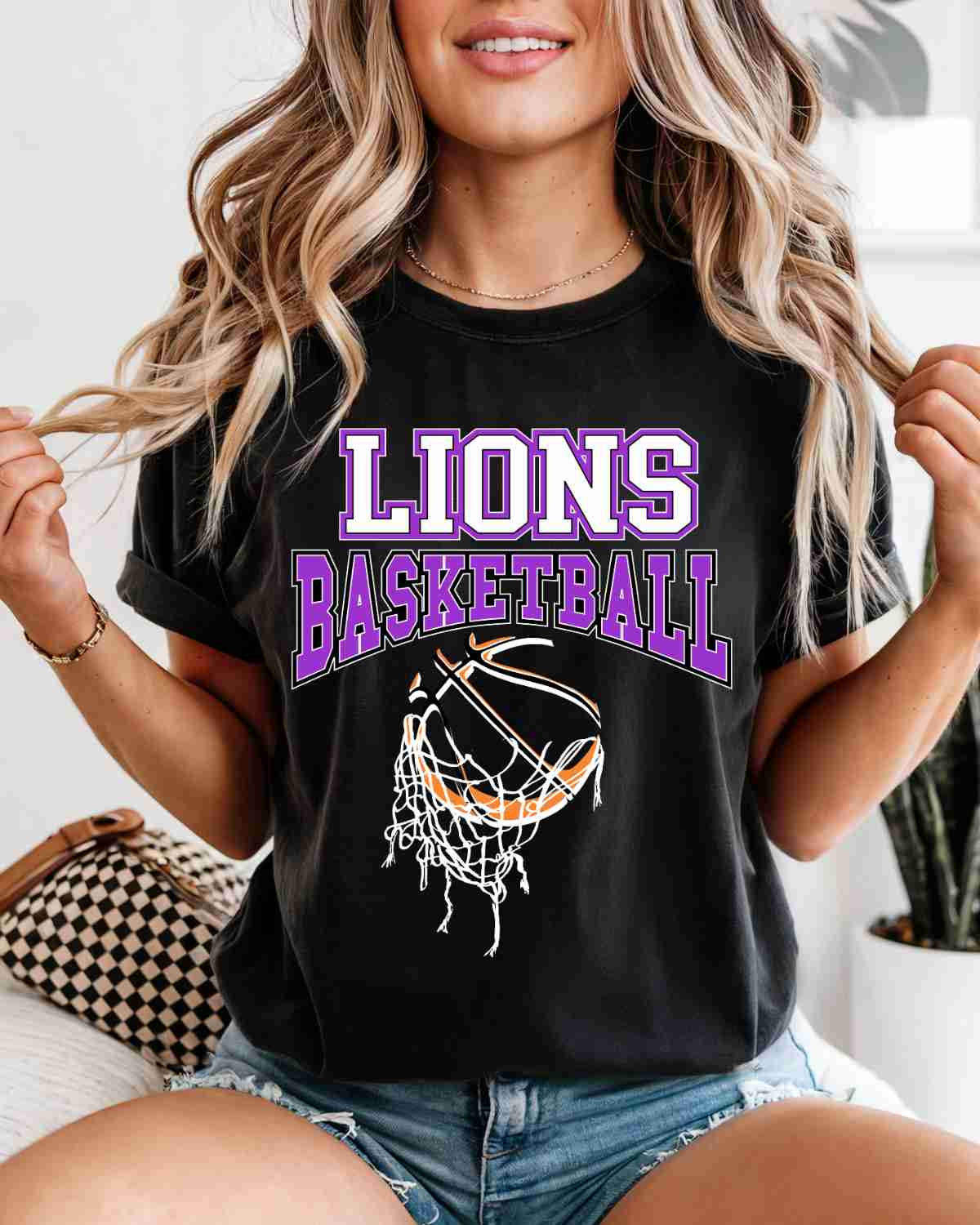 Lions Basketball Hanging Net DTF Transfer